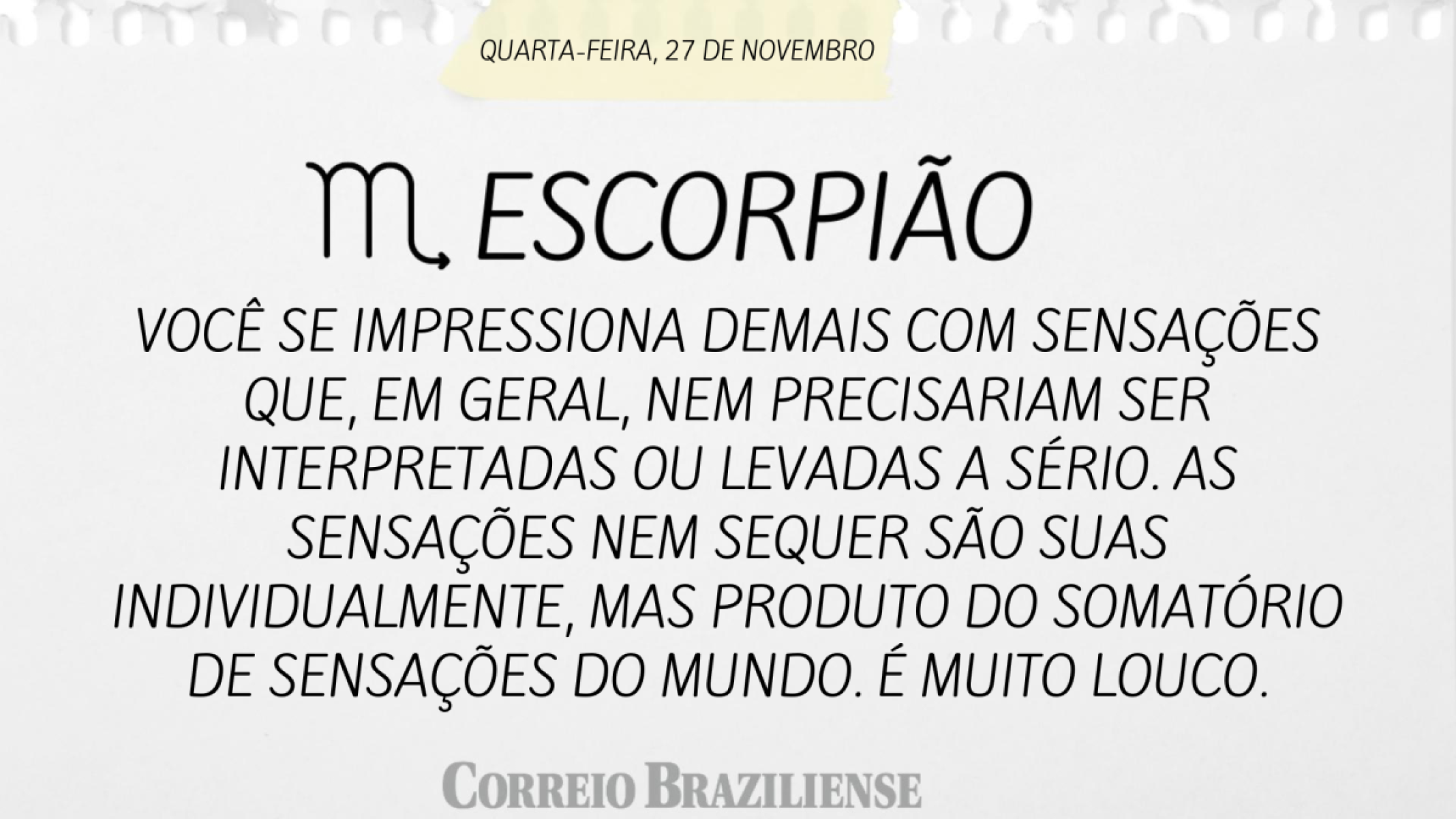 ESCORPIÃO  | 27 DE NOVEMBRO