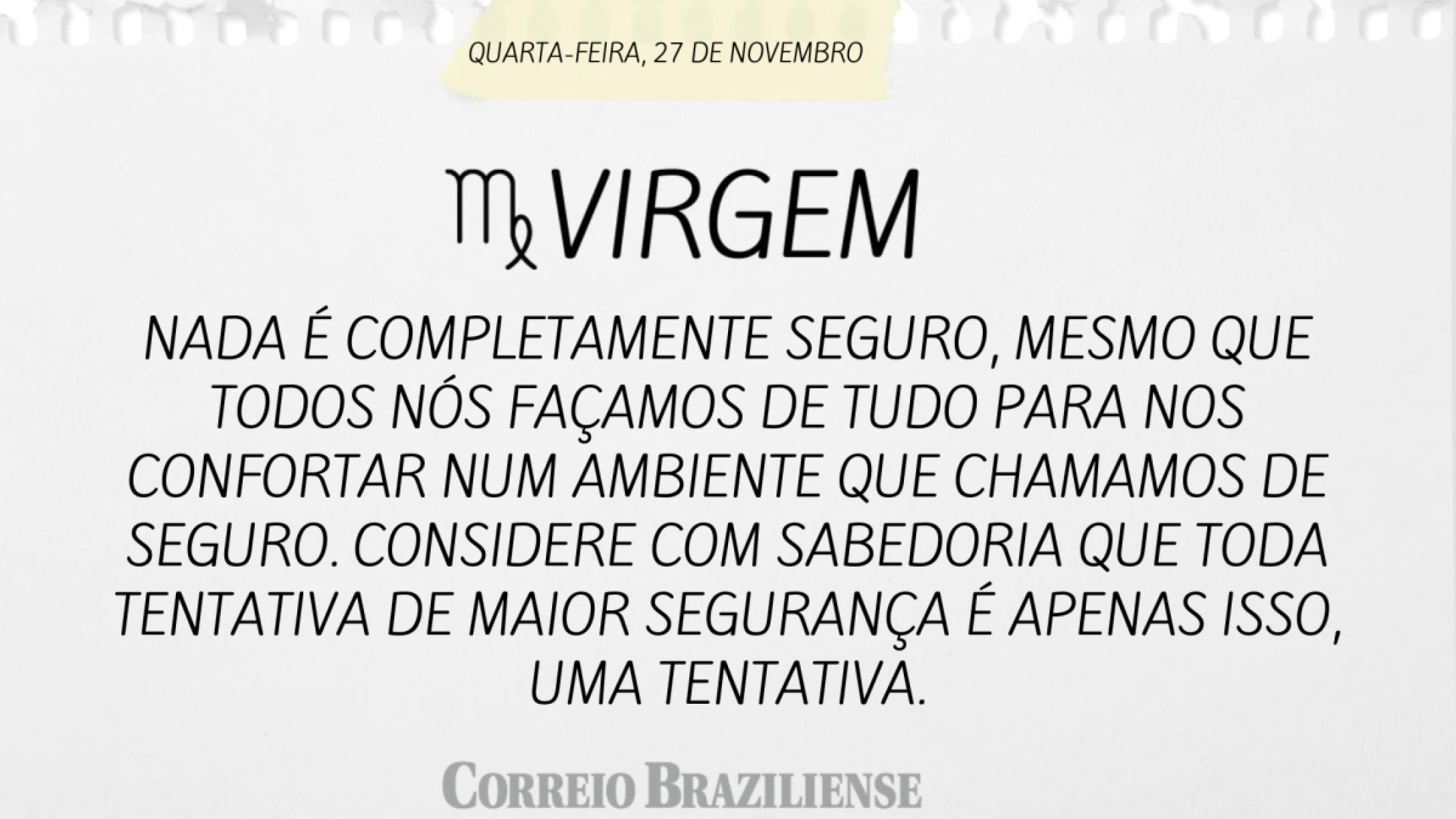 VIRGEM  | 27 DE NOVEMBRO