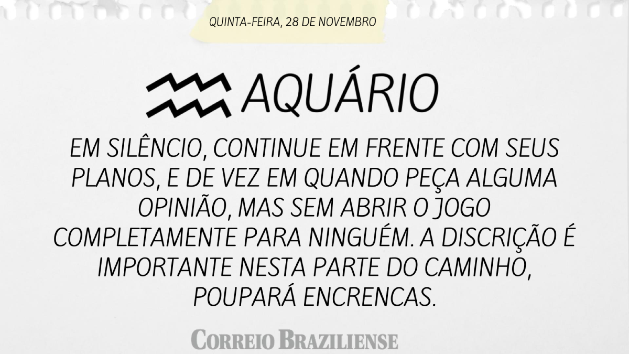 AQUÁRIO | 28 DE NOVEMBRO