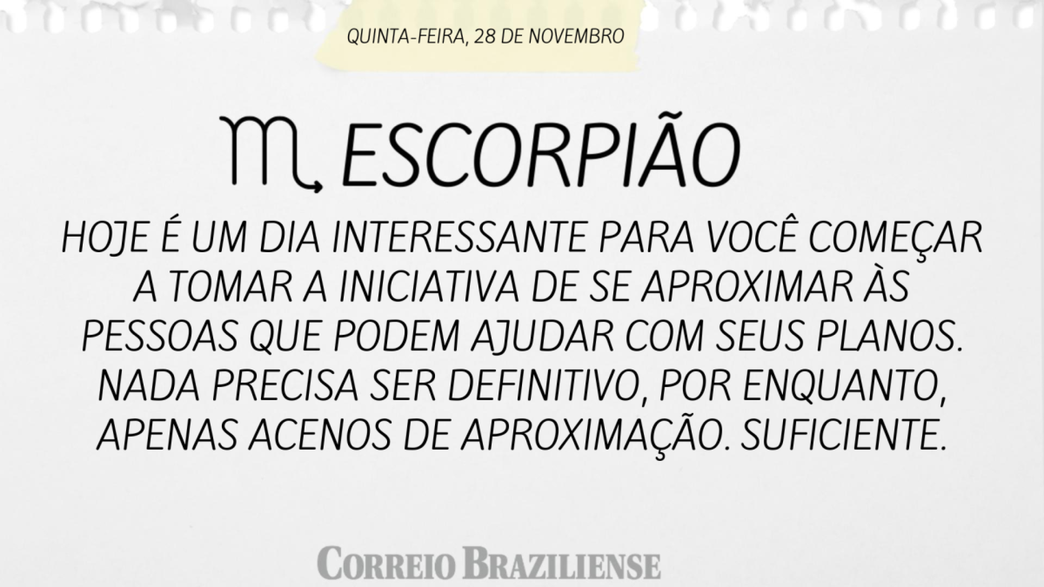 ESCORPIÃO | 28 DE NOVEMBRO