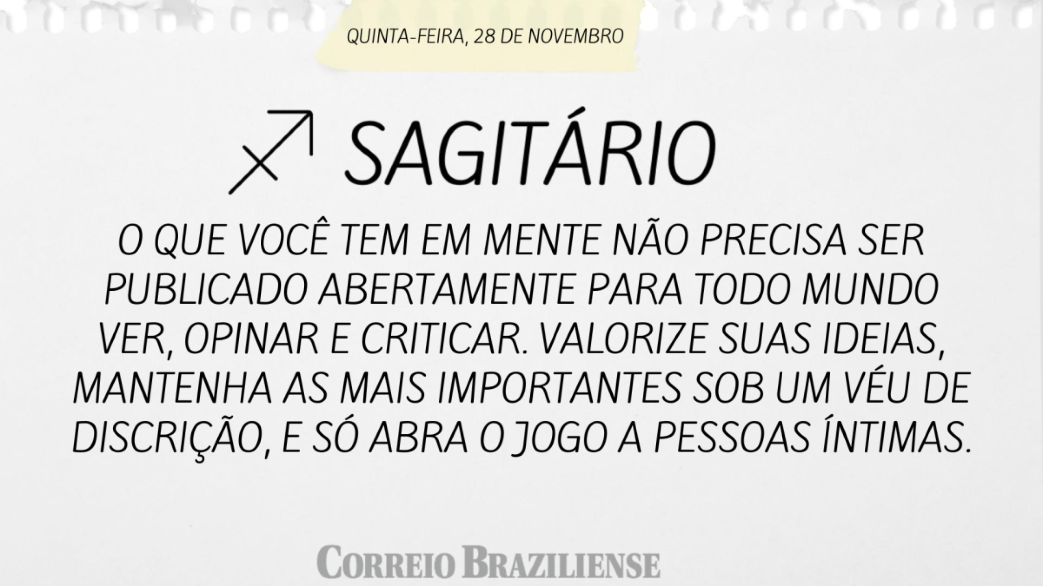 SAGITÁRIO | 28 DE NOVEMBRO