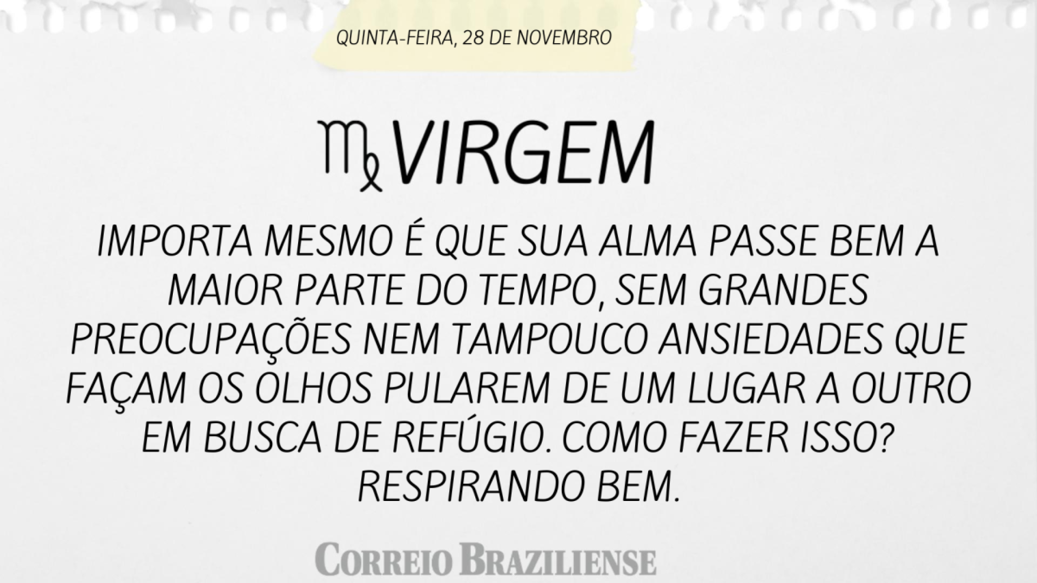 VIRGEM | 28 DE NOVEMBRO