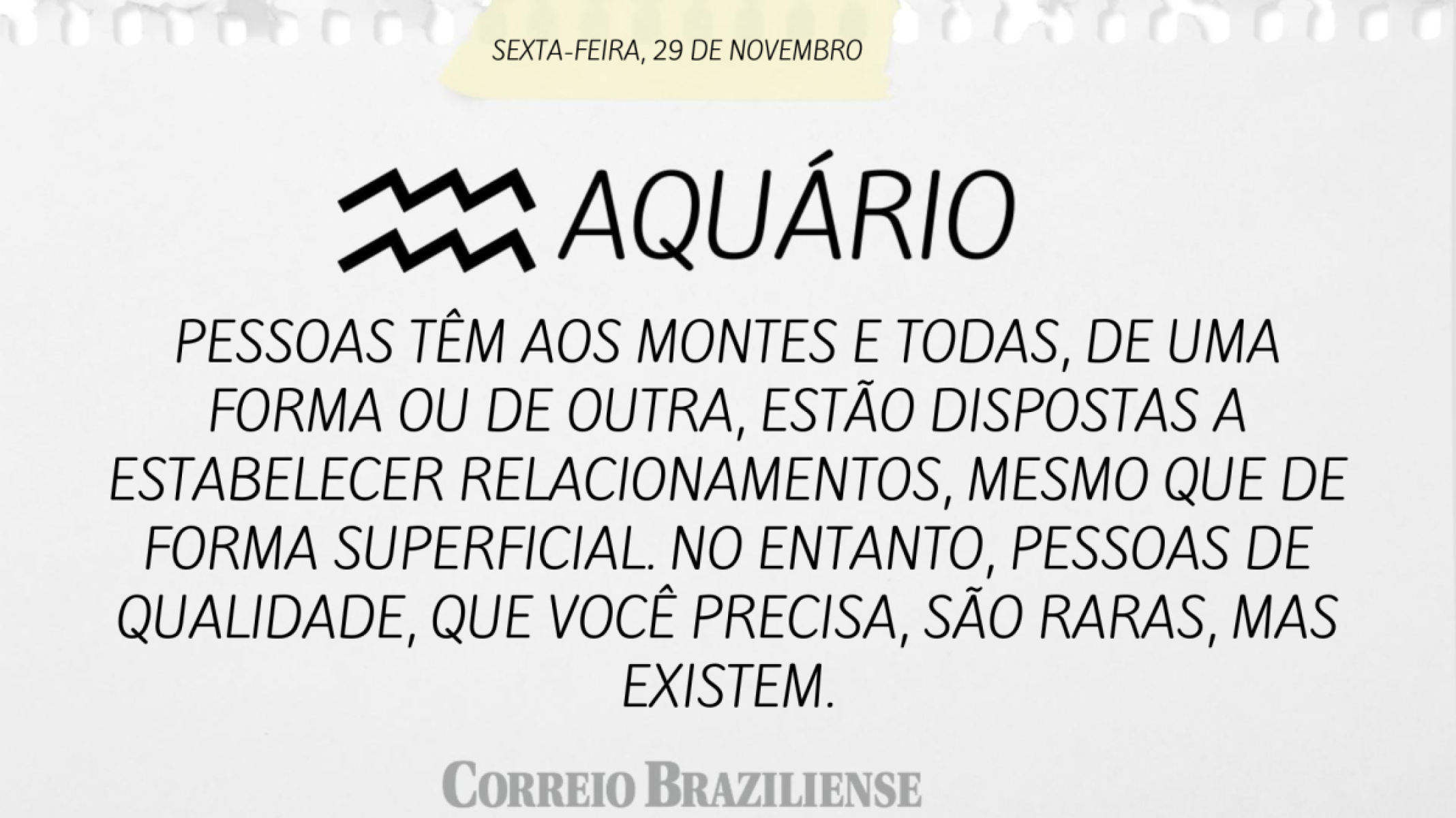 AQUÁRIO | 29 DE NOVEMBRO