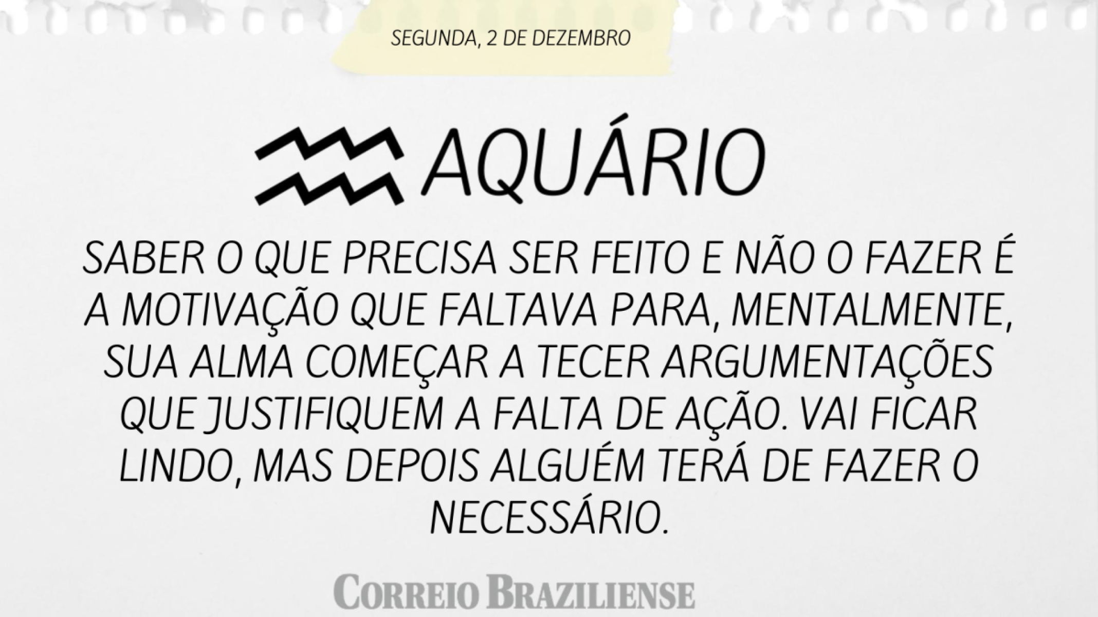 AQUÁRIO | 2 DE DEZEMBRO