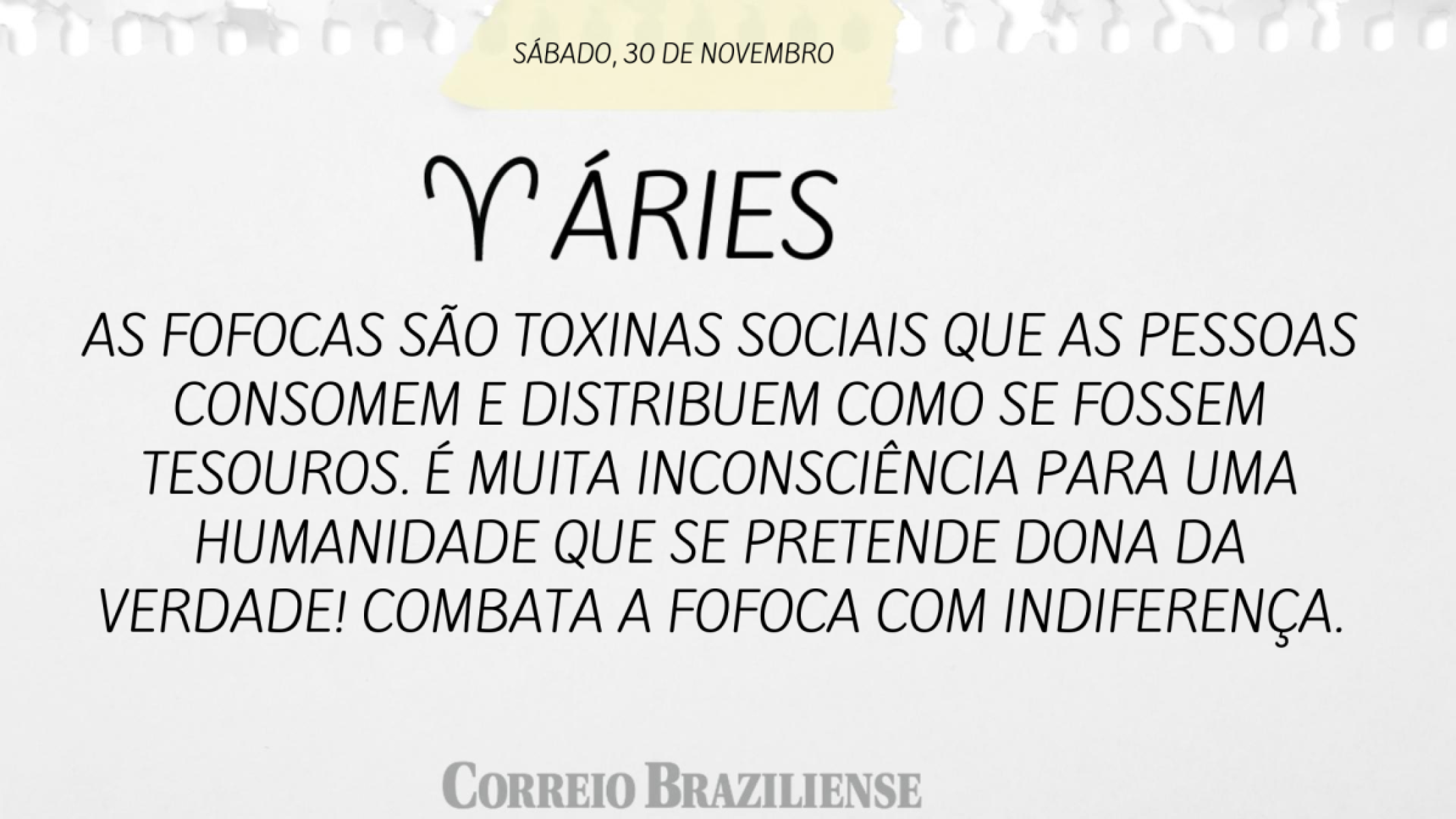 ÁRIES  | 30 DE NOVEMBRO