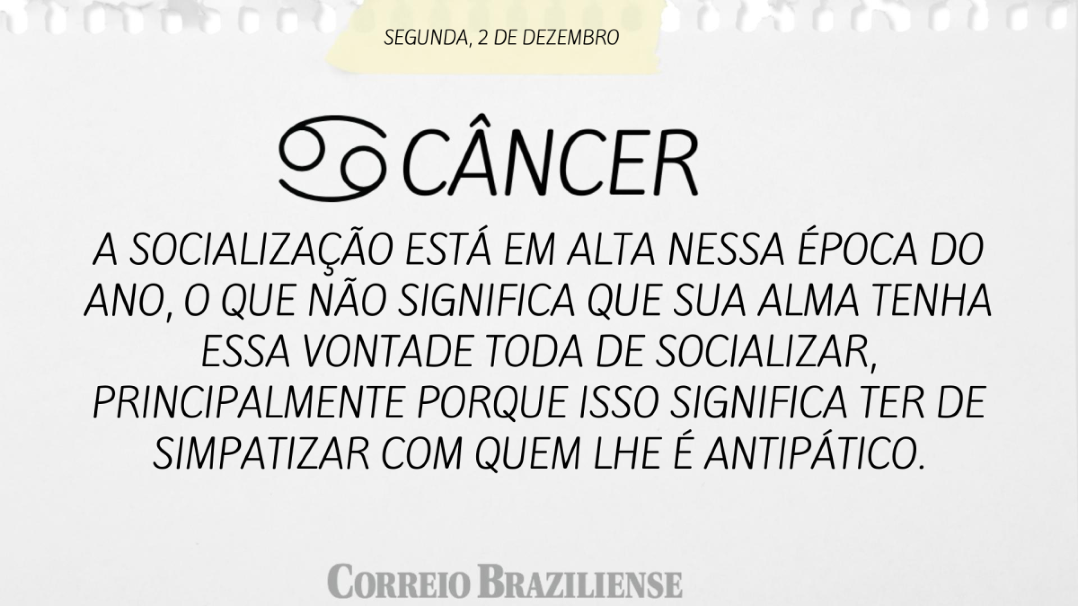 CÂNCER | 2 DE DEZEMBRO