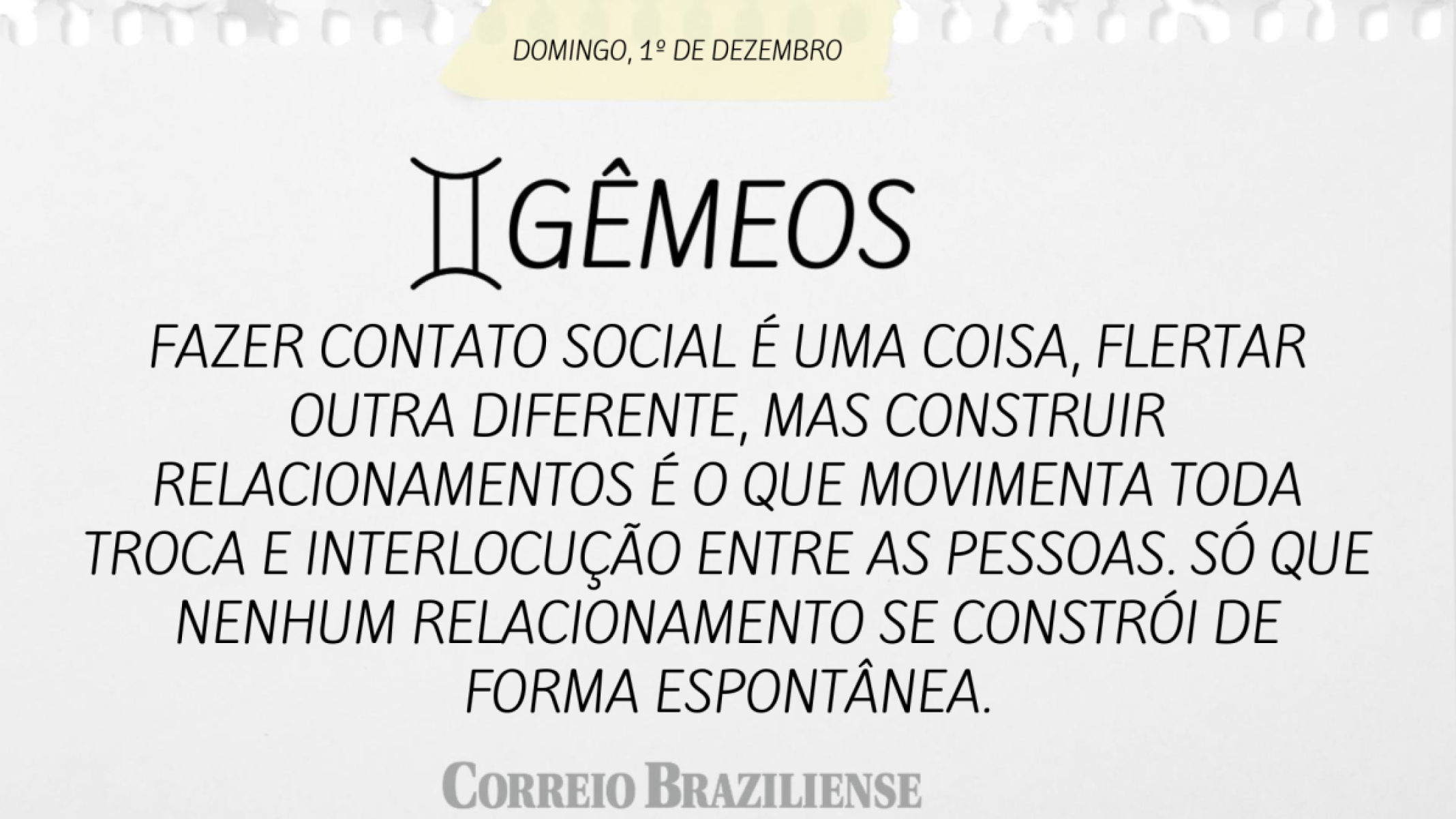 GÊMEOS  | 1º DE DEZEMBRO