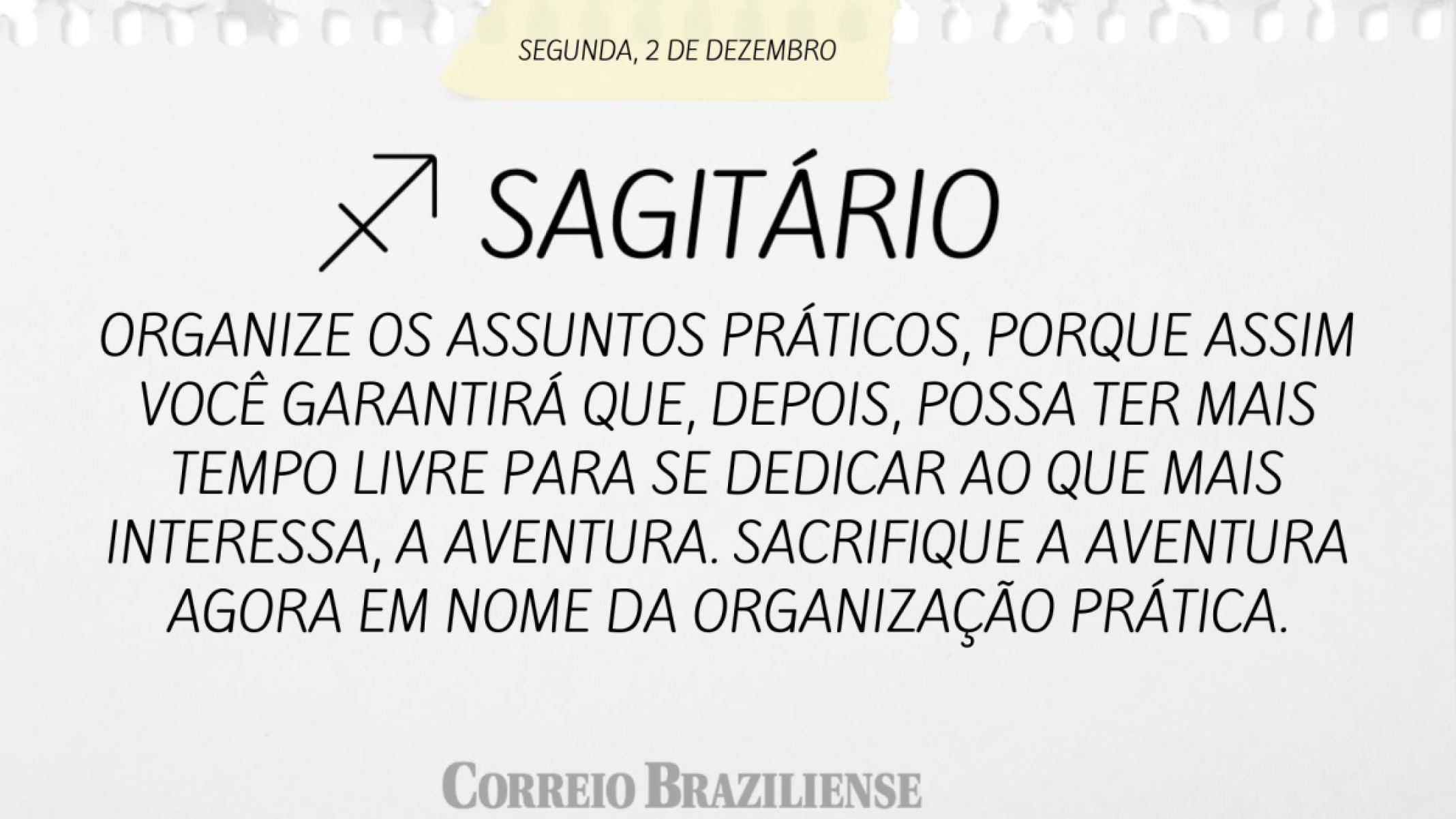 SAGITÁRIO | 2 DE DEZEMBRO