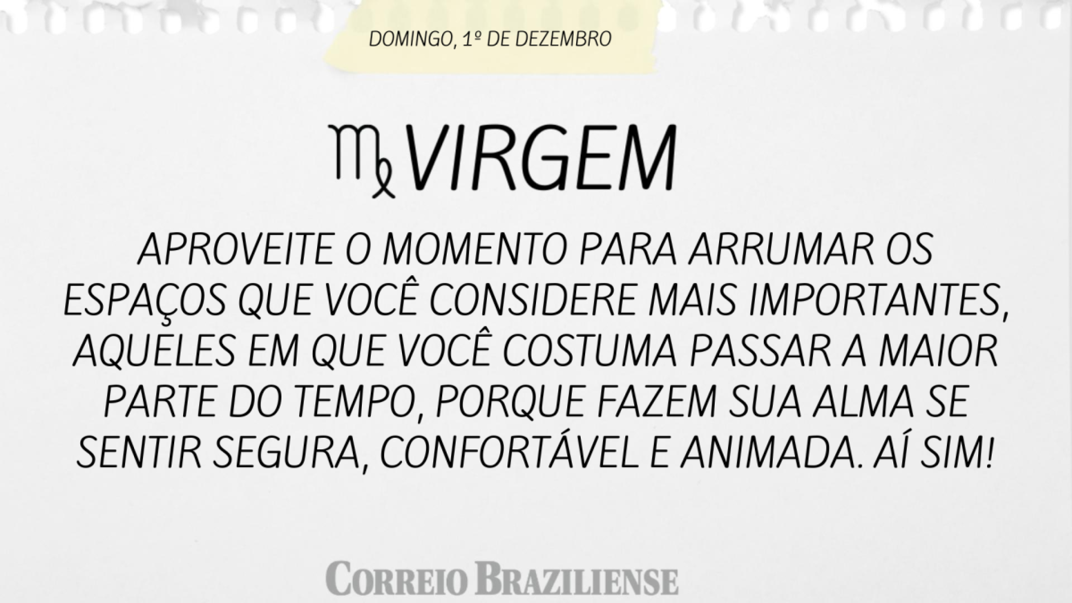 VIRGEM  | 1º DE DEZEMBRO