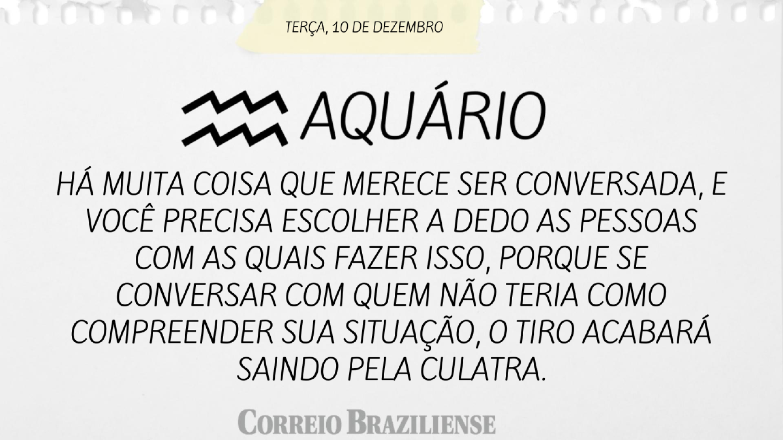 AQUÁRIO | 10 DE DEZEMBRO