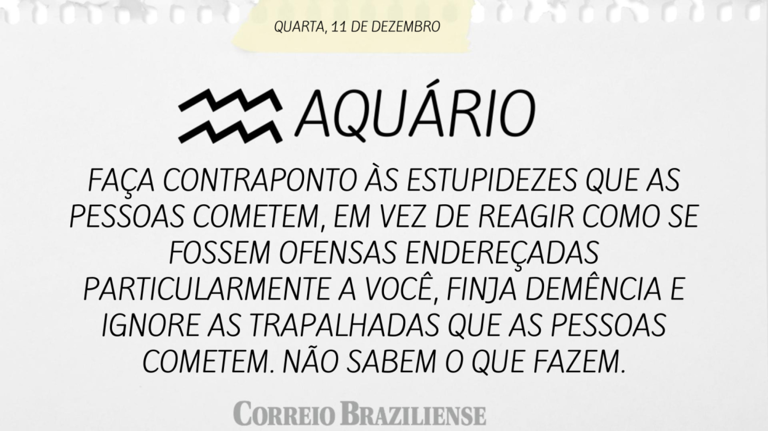 AQUÁRIO | 11 DE DEZEMBRO