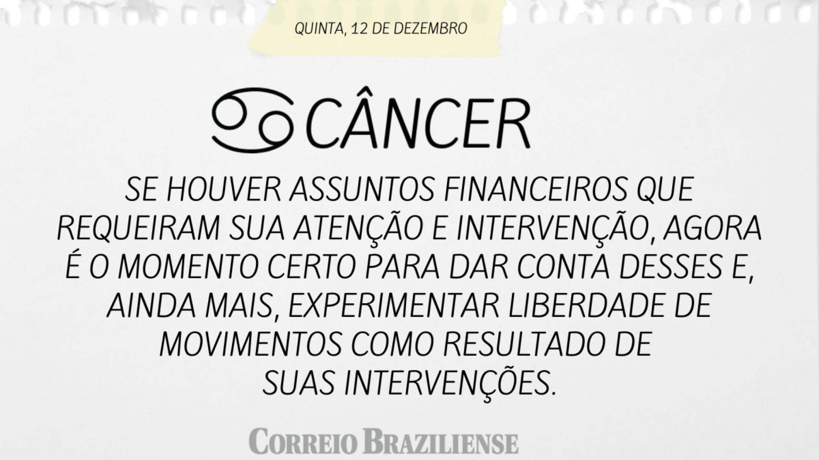 CÂNCER | 12 DE DEZEMBRO