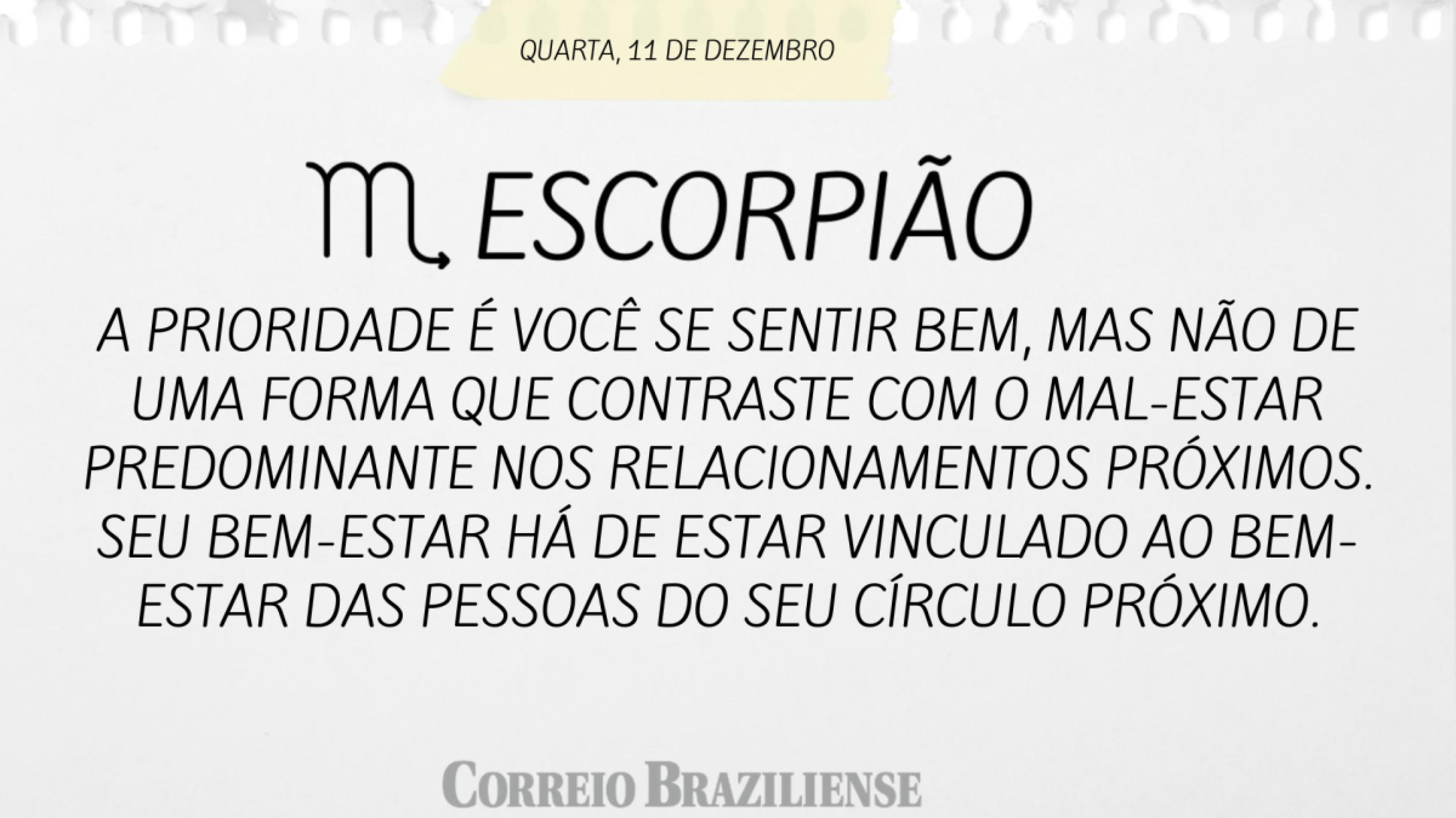 ESCORPIÃO | 11 DE DEZEMBRO