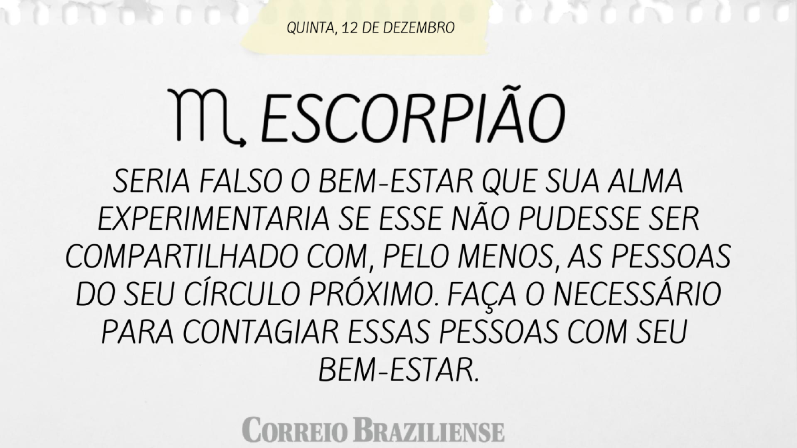 ESCORPIÃO | 12 DE DEZEMBRO