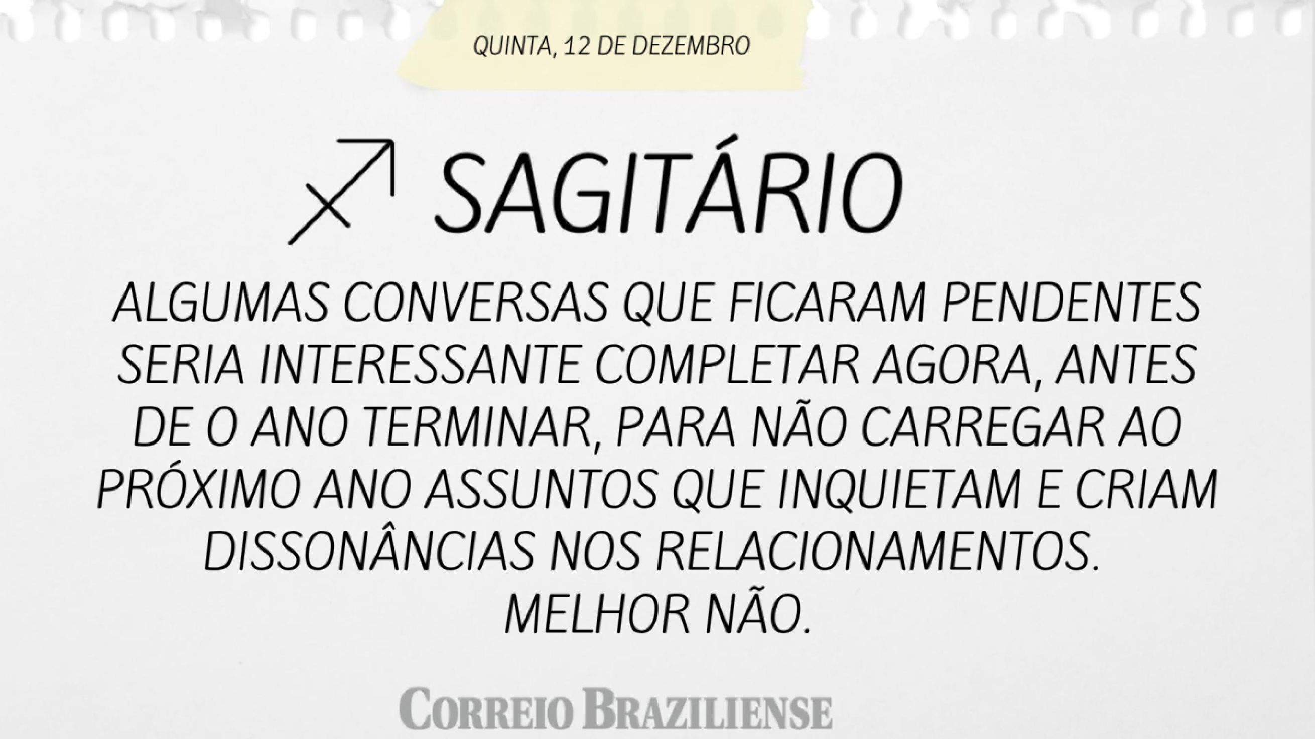 SAGITÁRIO | 12 DE DEZEMBRO