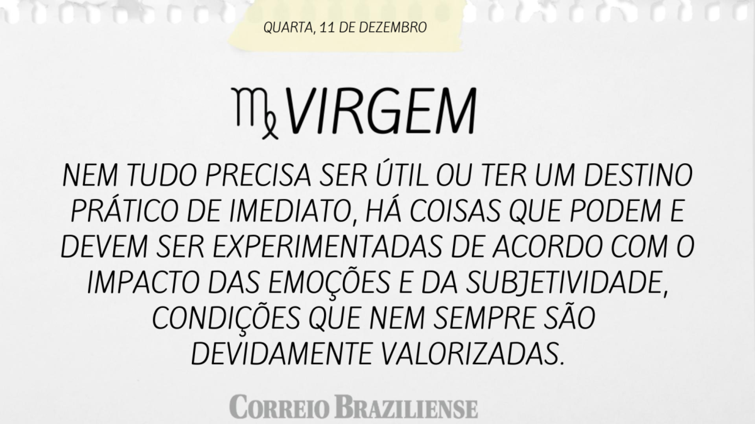 VIRGEM | 11 DE DEZEMBRO