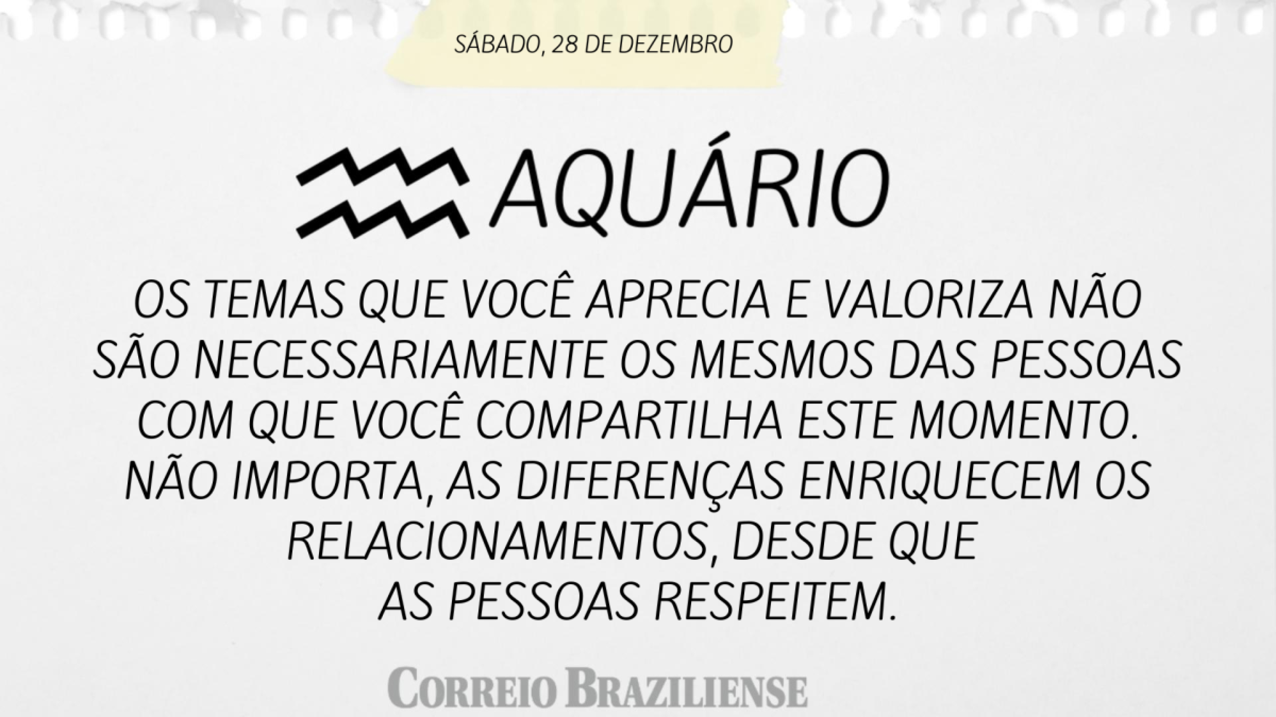 AQUÁRIO | 28 DE DEZEMBRO