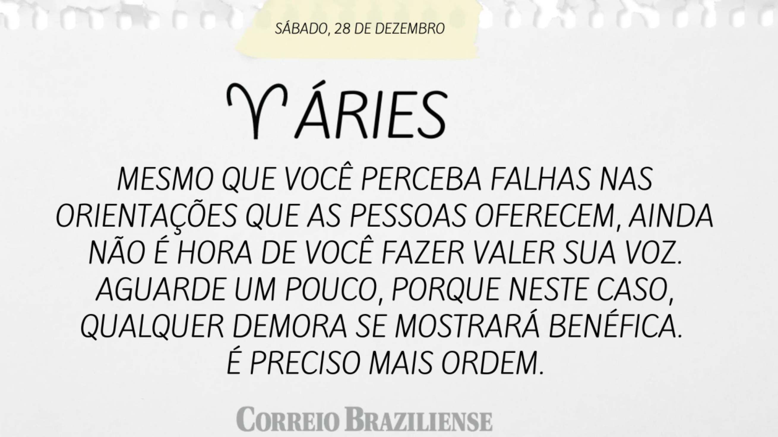 ÁRIES | 28 DE DEZEMBRO