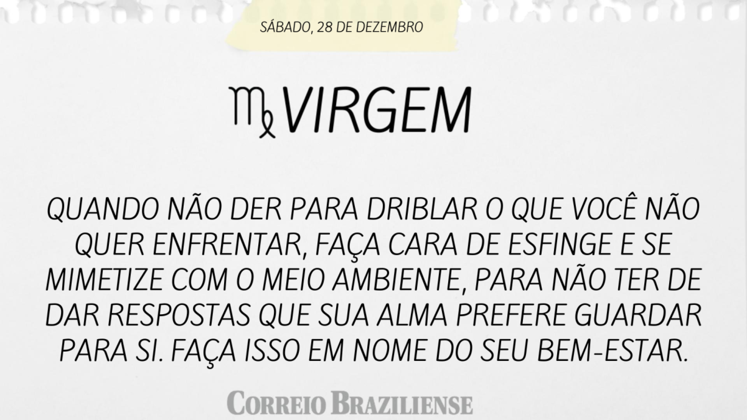 VIRGEM | 28 DE DEZEMBRO