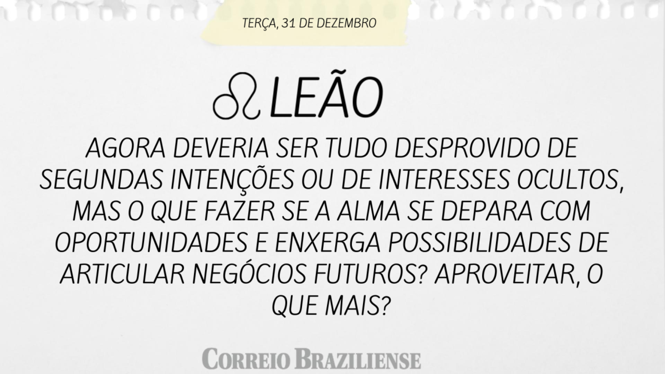 LEÃO | 31 DE DEZEMBRO