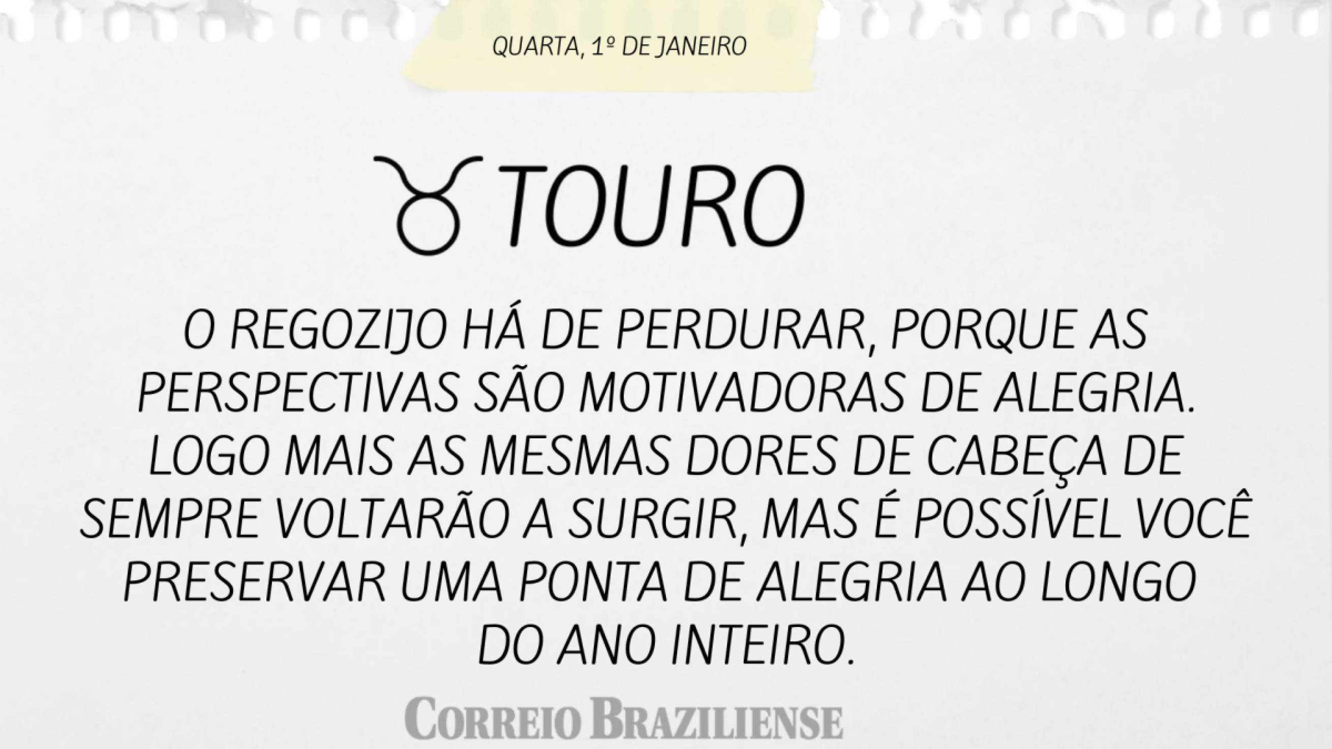 TOURO | 1º DE JANEIRO