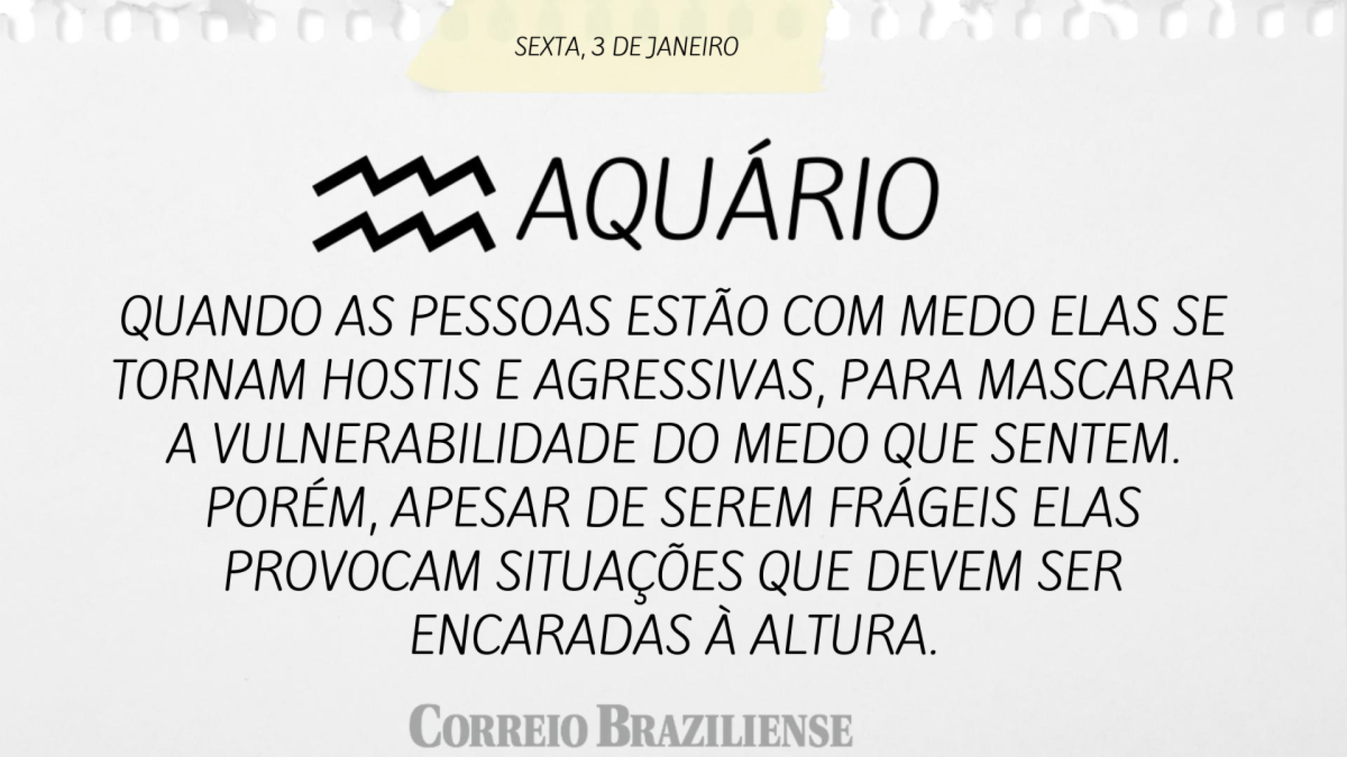 AQUÁRIO | 3 DE JANEIRO