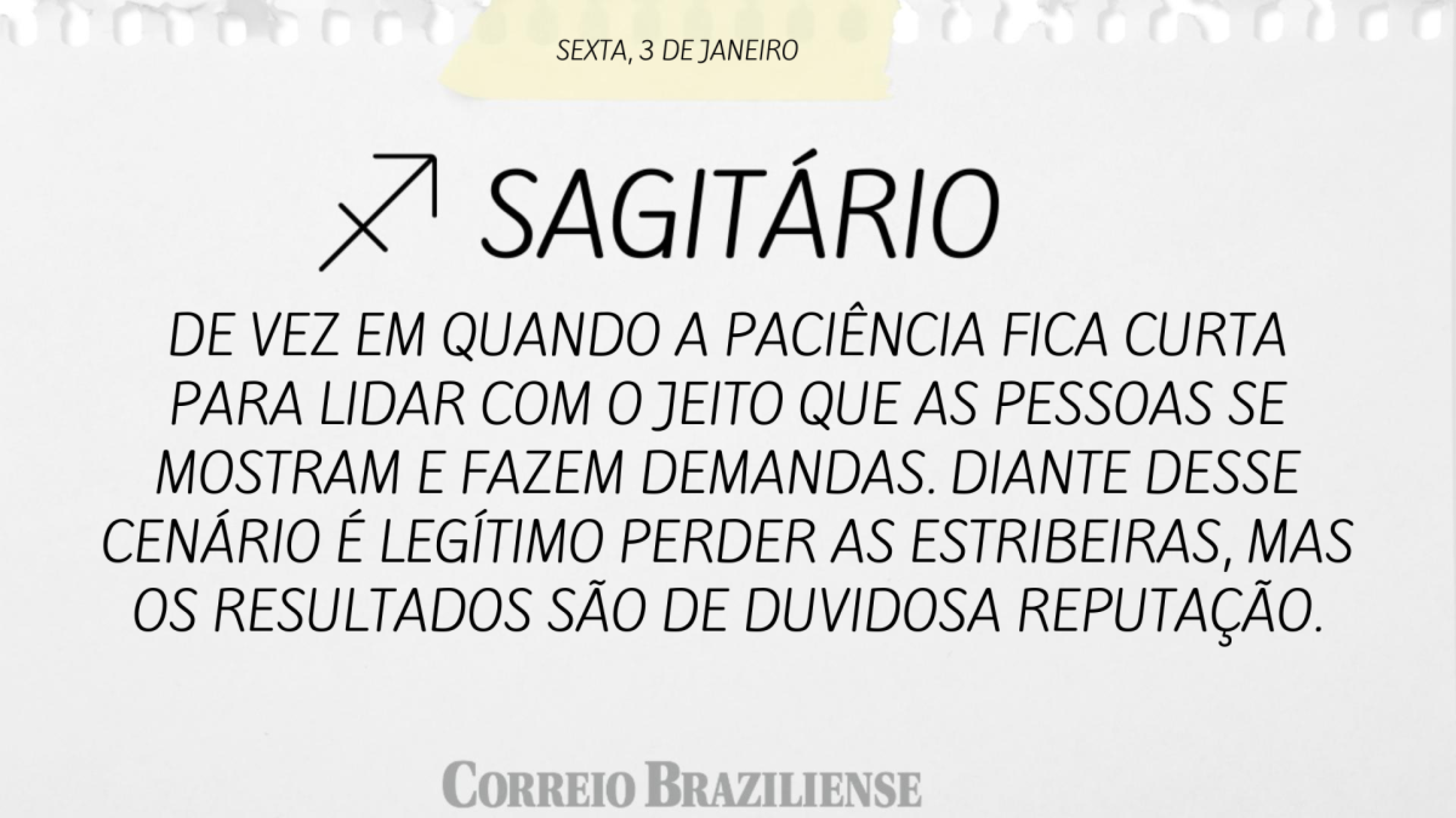 SAGITÁRIO | 3 DE JANEIRO