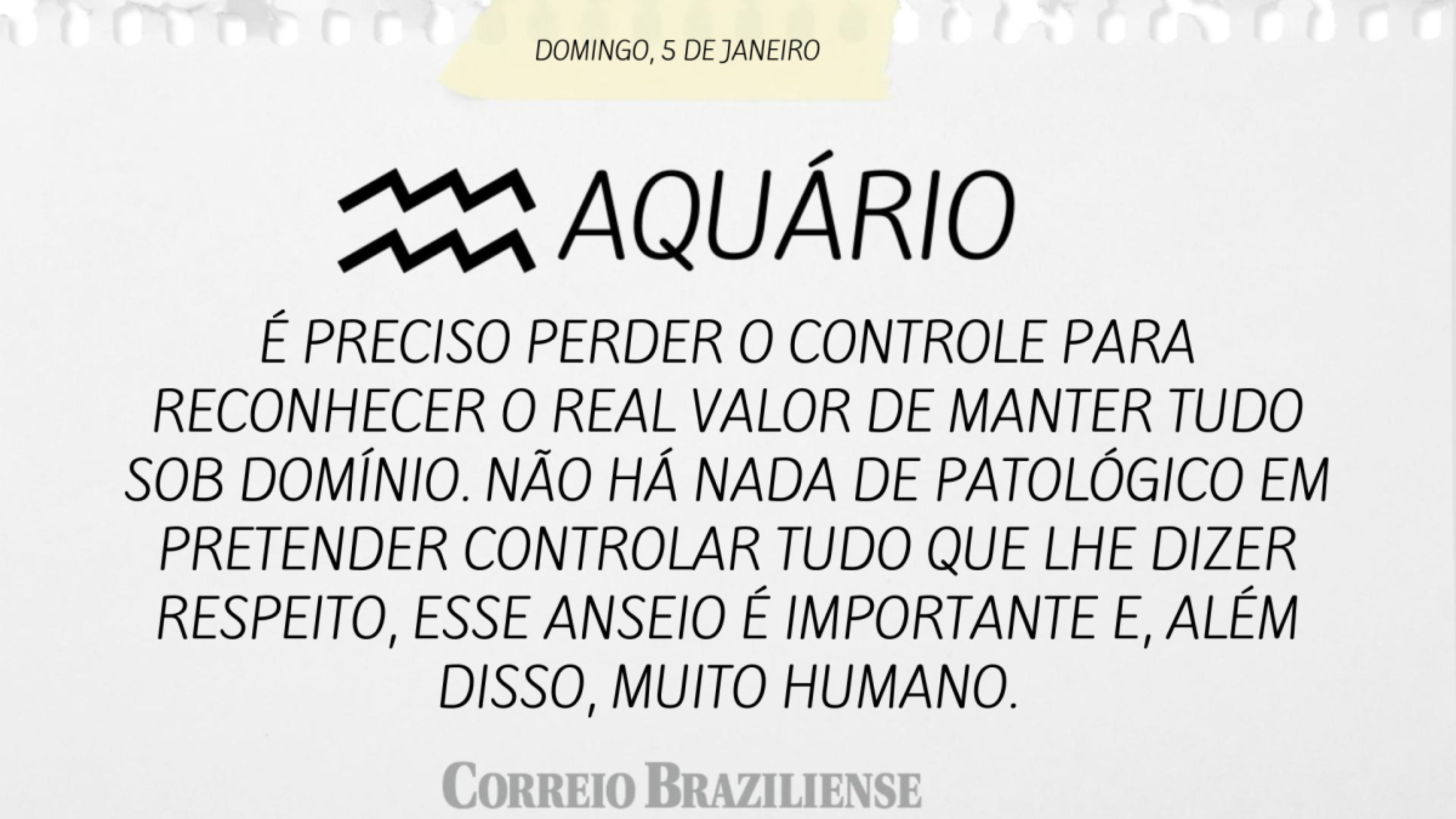 AQUÁRIO | 5 DE JANEIRO