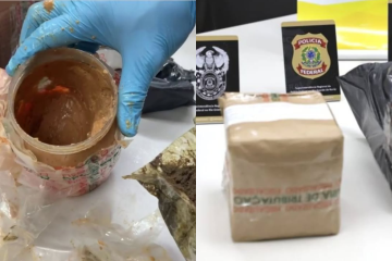 Drogas encontradas em pasta de amendoim  -  (crédito:  Polícia Federal no RN)