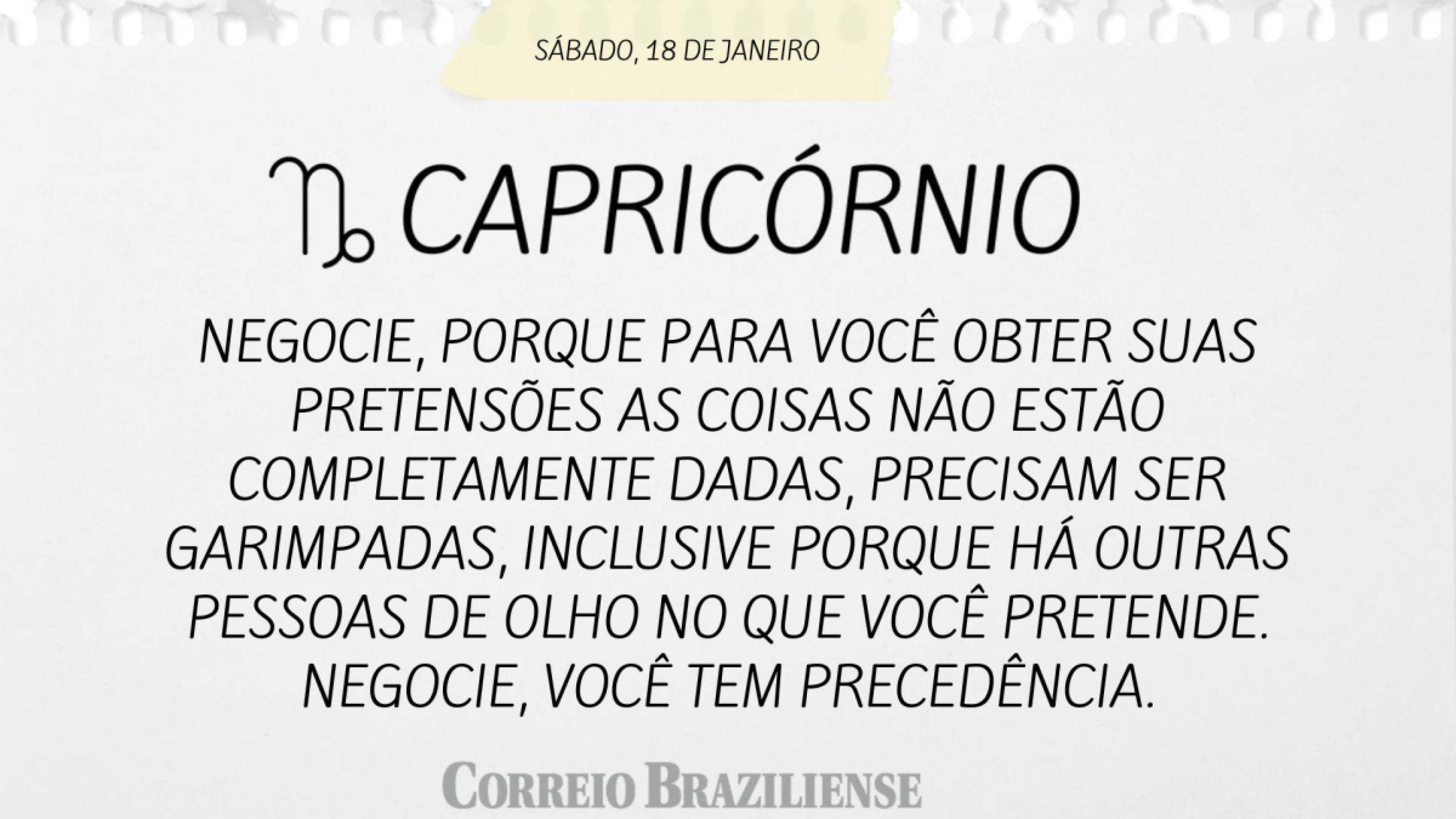 CAPRICÓRNIO (nascidos entre 22/12 e 20/01) 