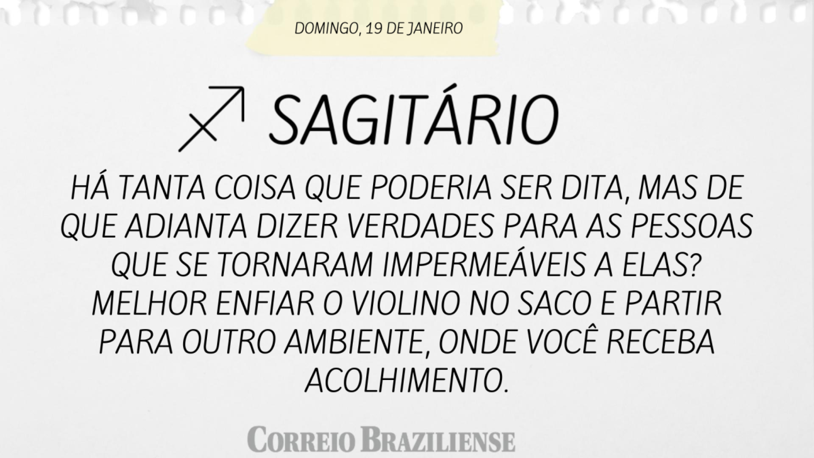 SAGITÁRIO (nascidos entre 22/11 e 21/12) 