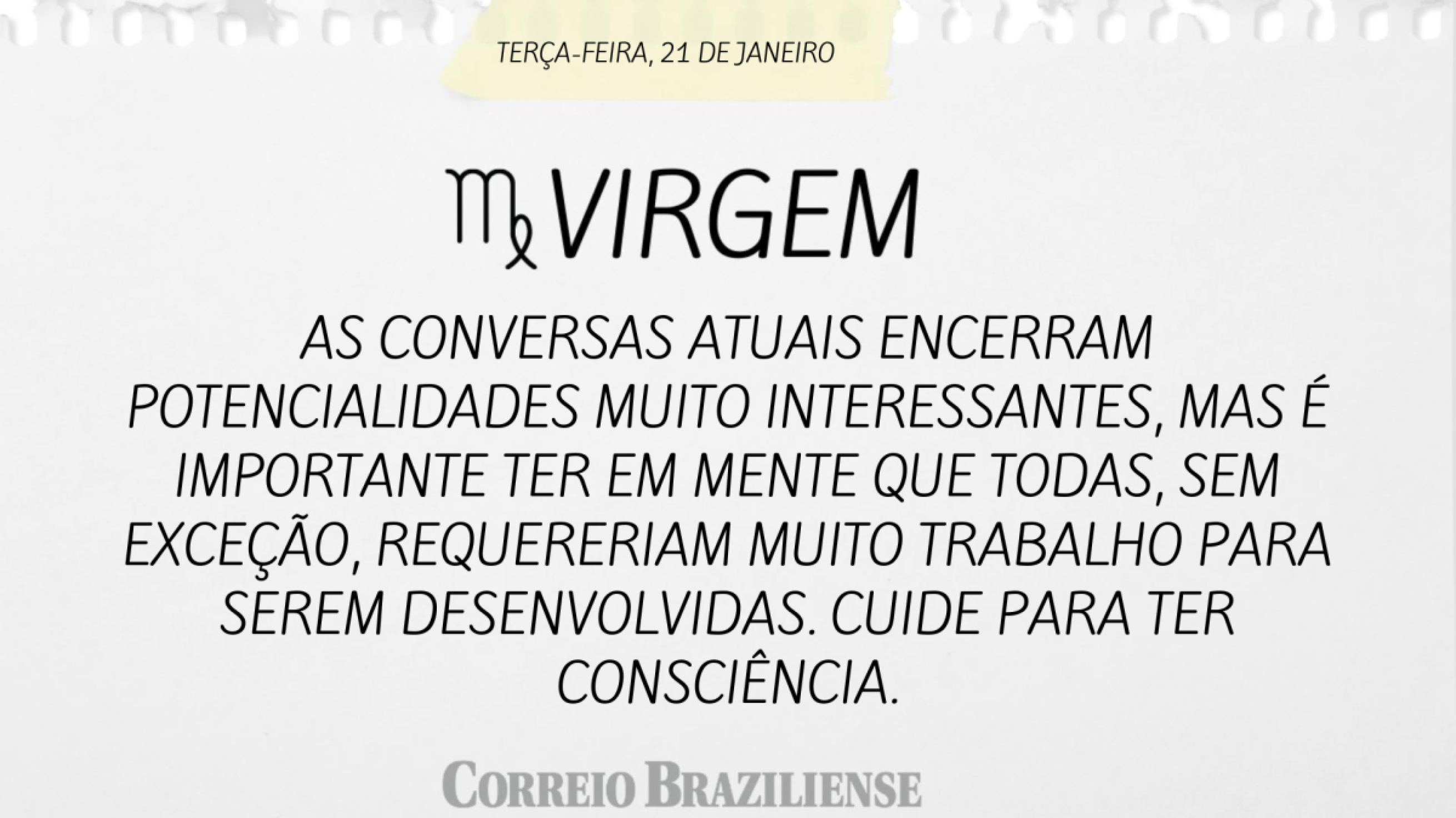 Virgem | 21 de janeiro de 2025