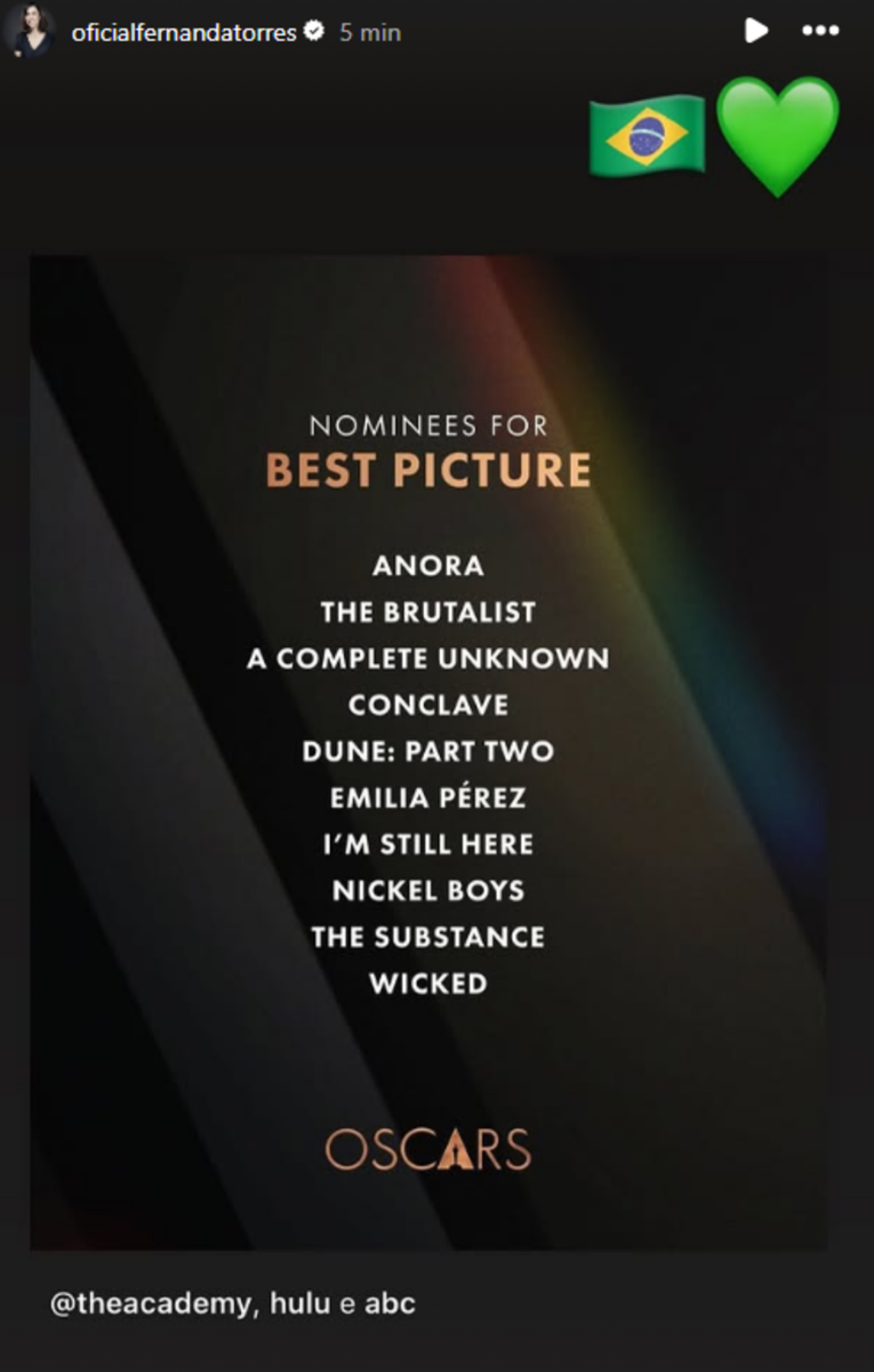 Fernanda Torres celebra indicação de Ainda estou aqui no Oscar