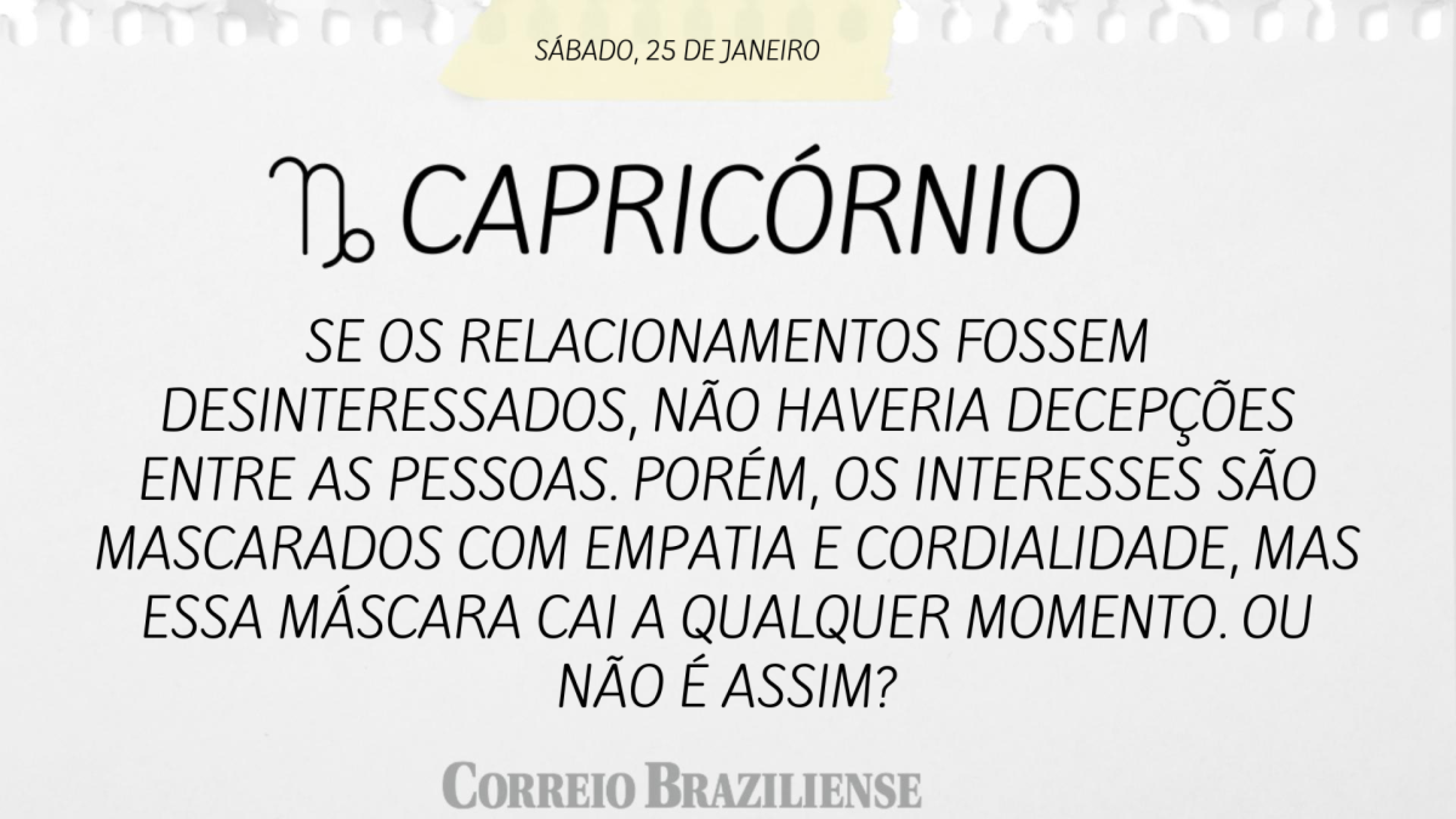 Capricórnio | 25 de janeiro de 2025