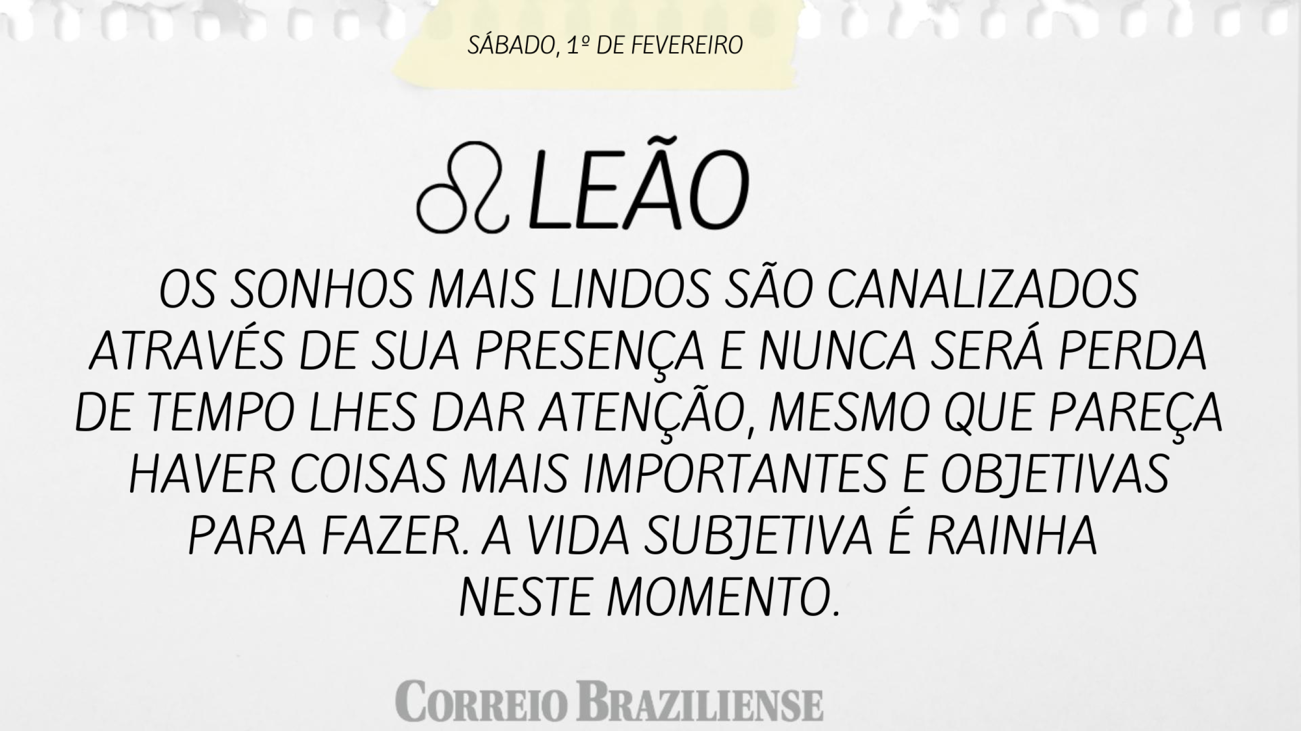 Leão | 1 de fevereiro