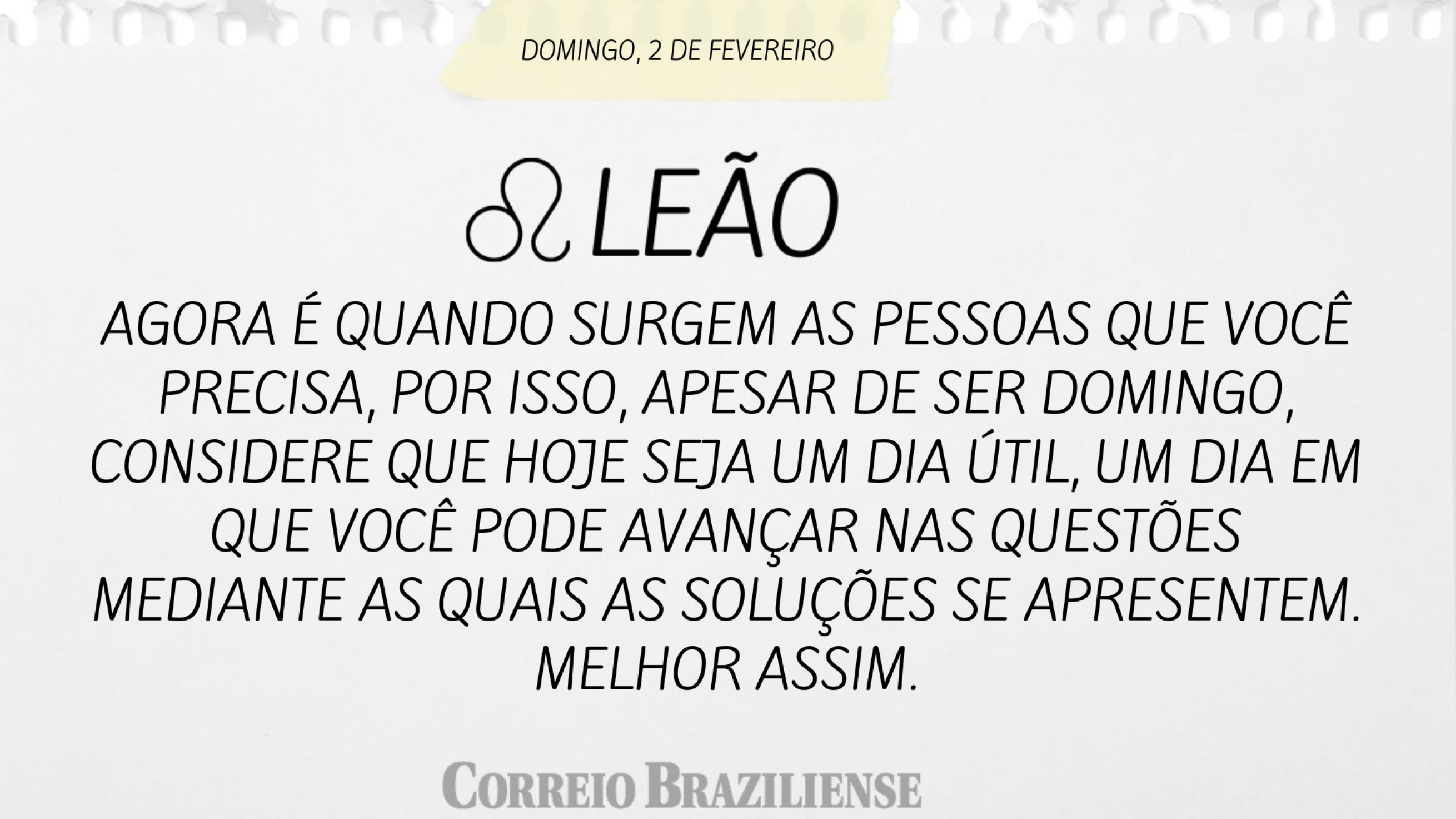 Leã? O | 2 de fevereiro