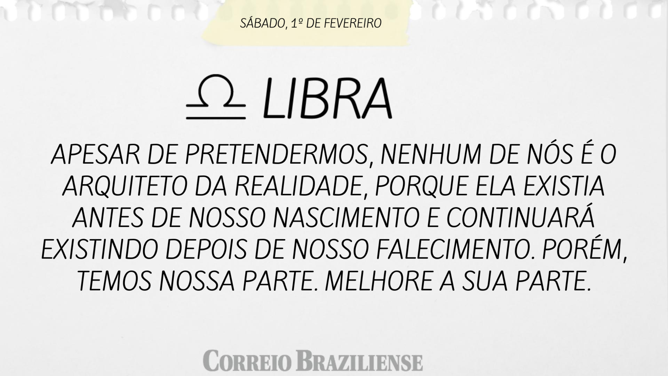 Libra | 1 de fevereiro