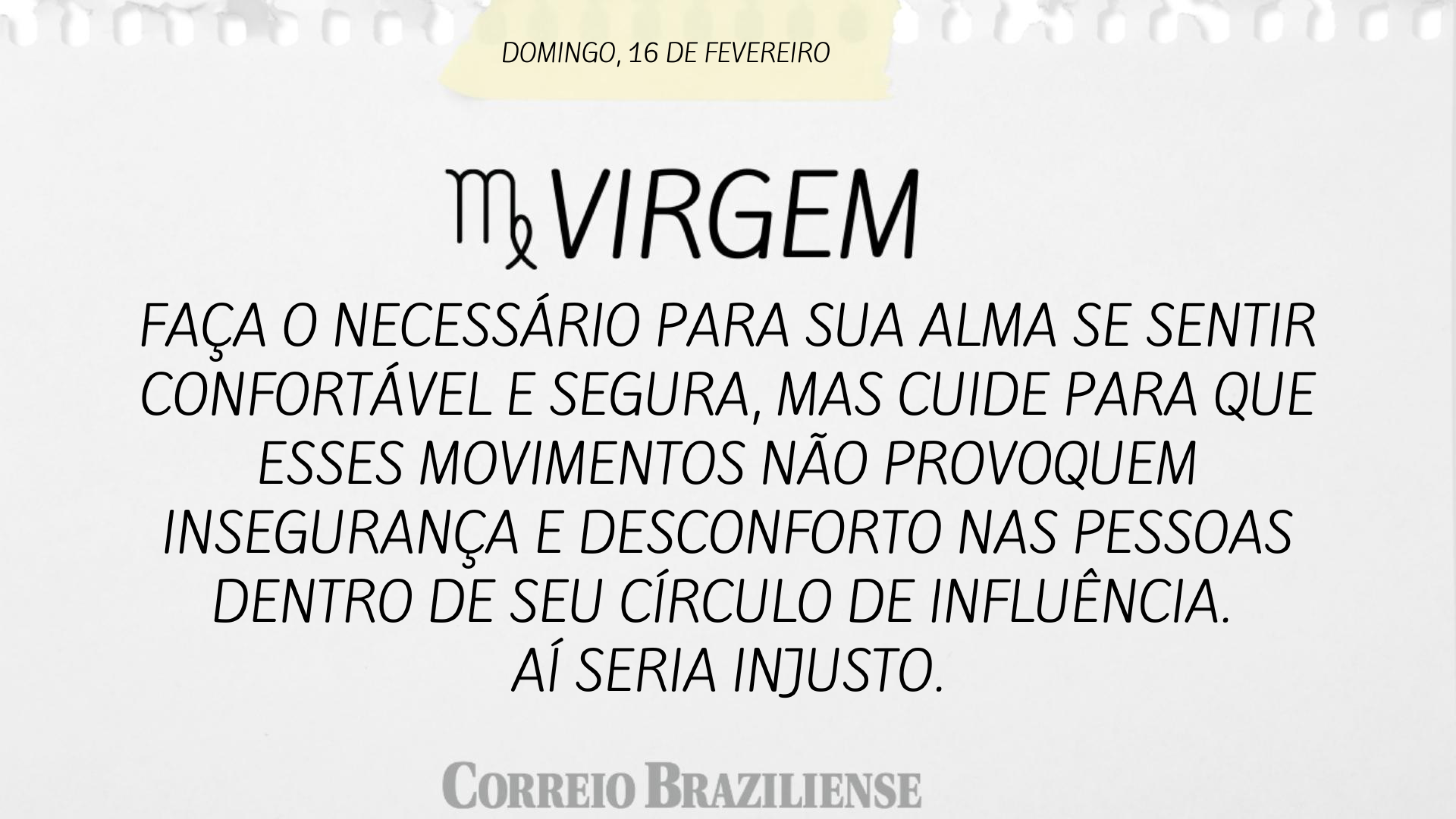 VIRGEM (nascimento entre 23/8 a 22/9) 