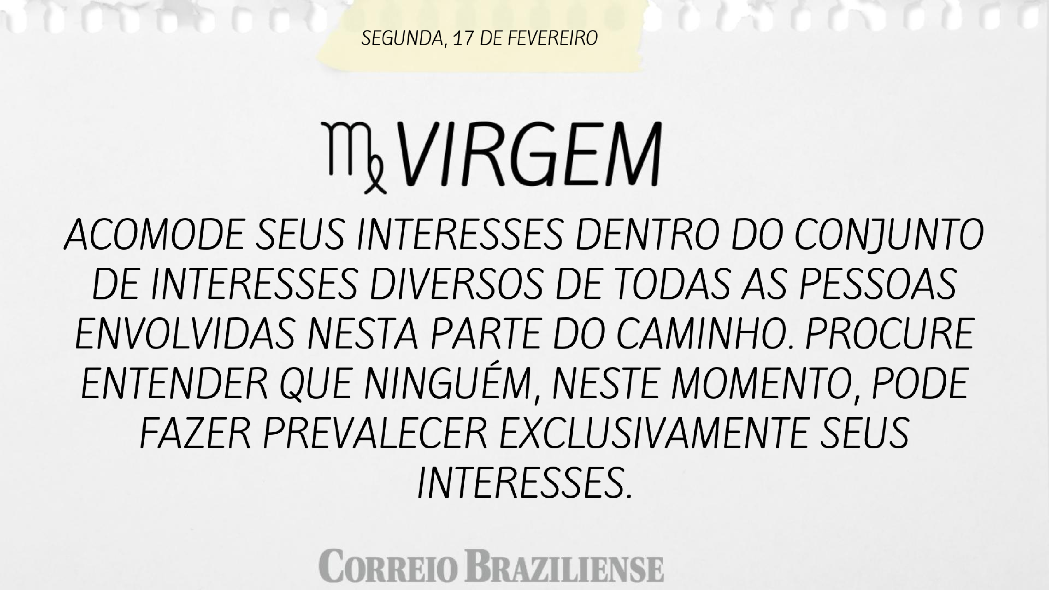 VIRGEM (nascimento entre 23/8 a 22/9) 