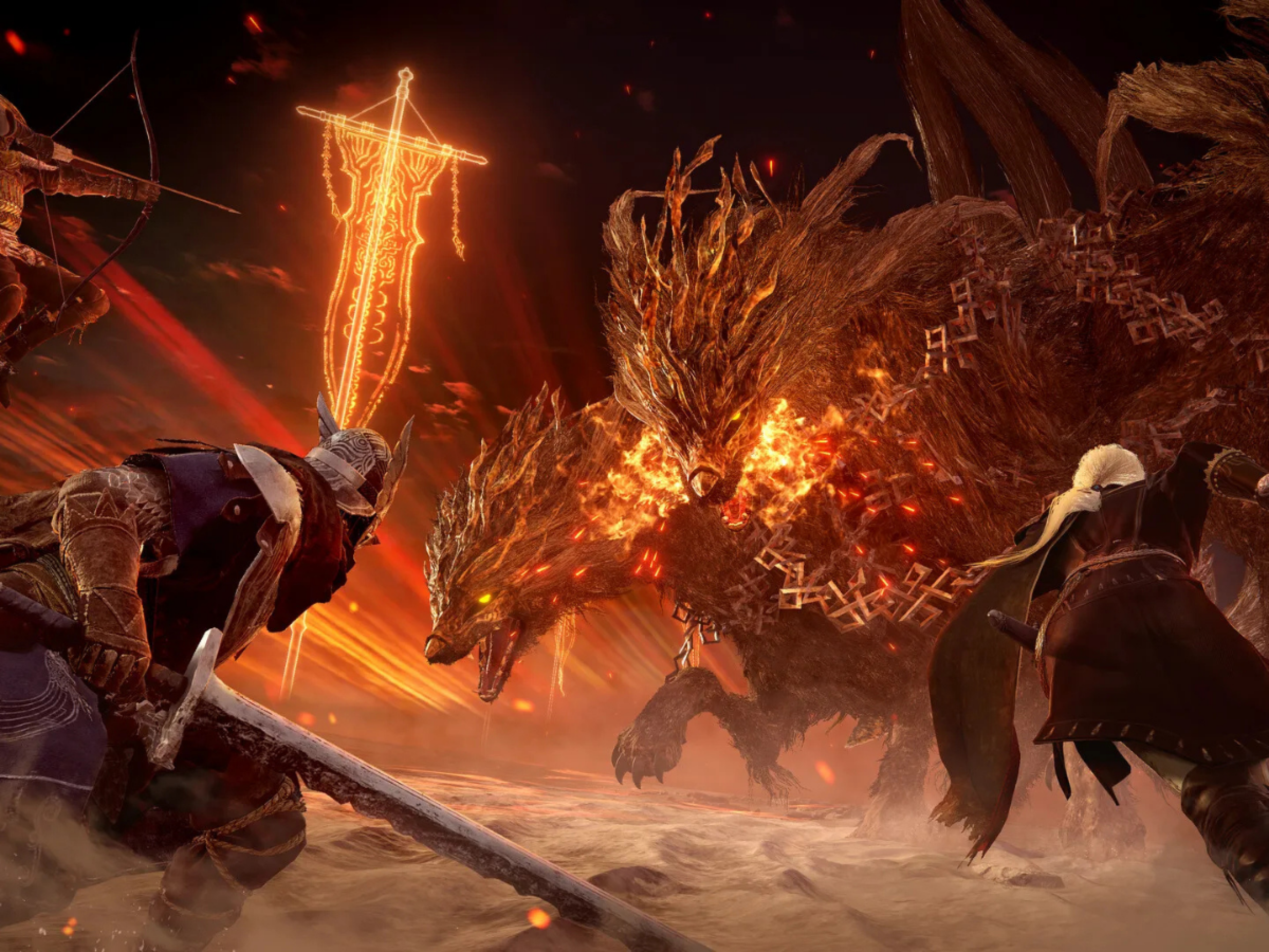 Um dos chefes inéditos é um Cerberus de fogo, a expectativa é que outros chefes nunca antes vistos apareçam no jogo.