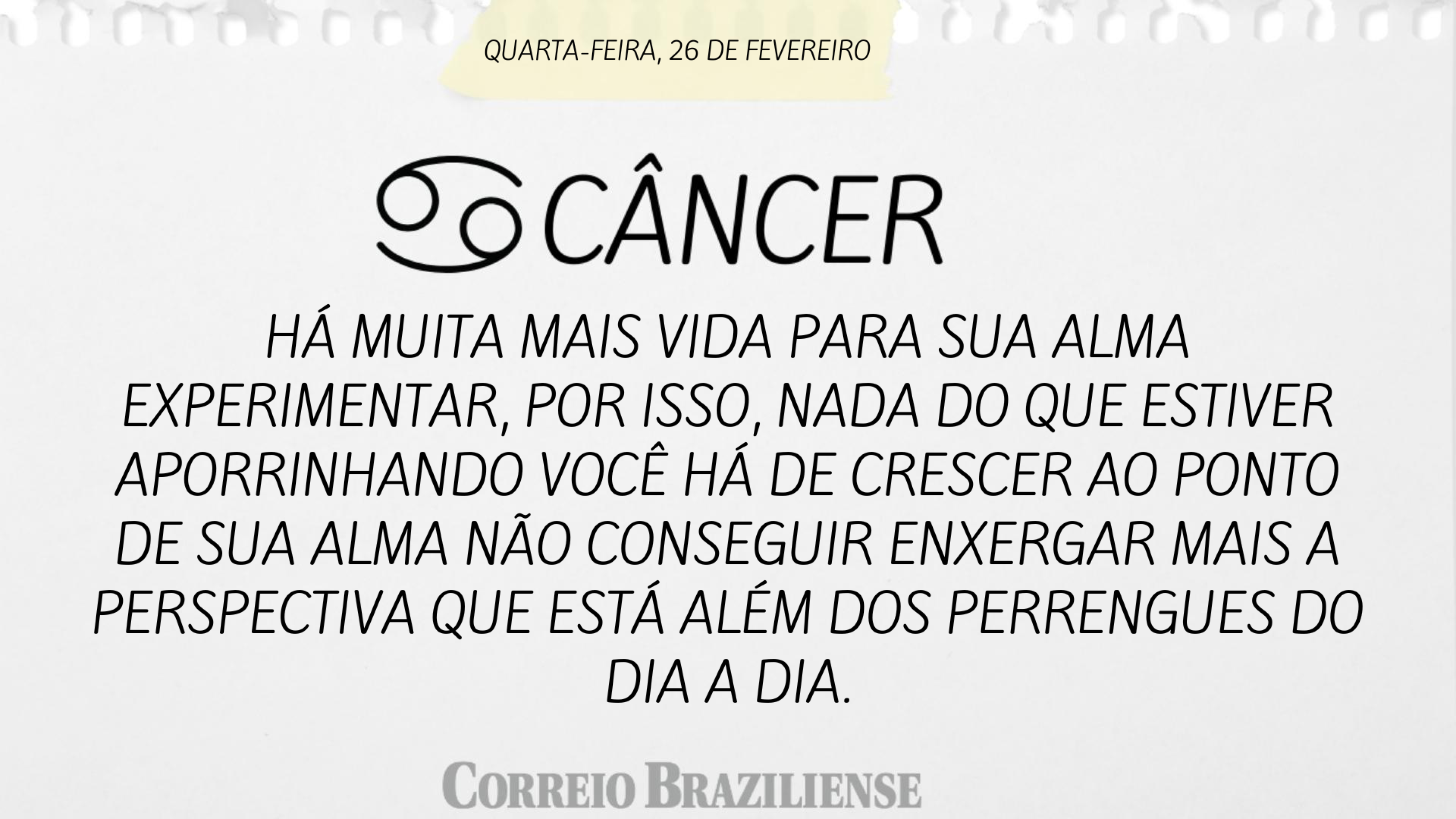 Hor&oacute;scopo quarta 26/2