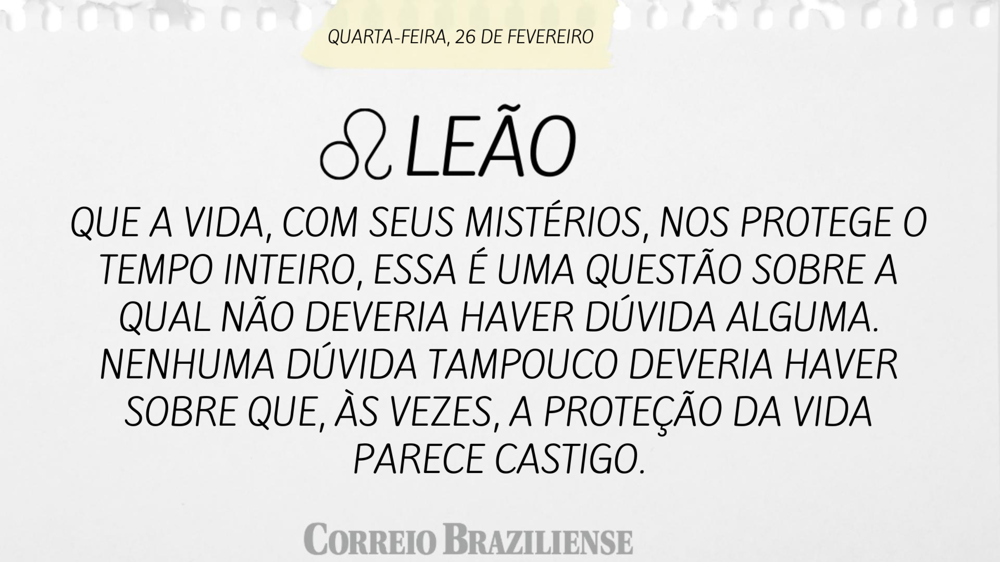 Hor&oacute;scopo quarta 26/2