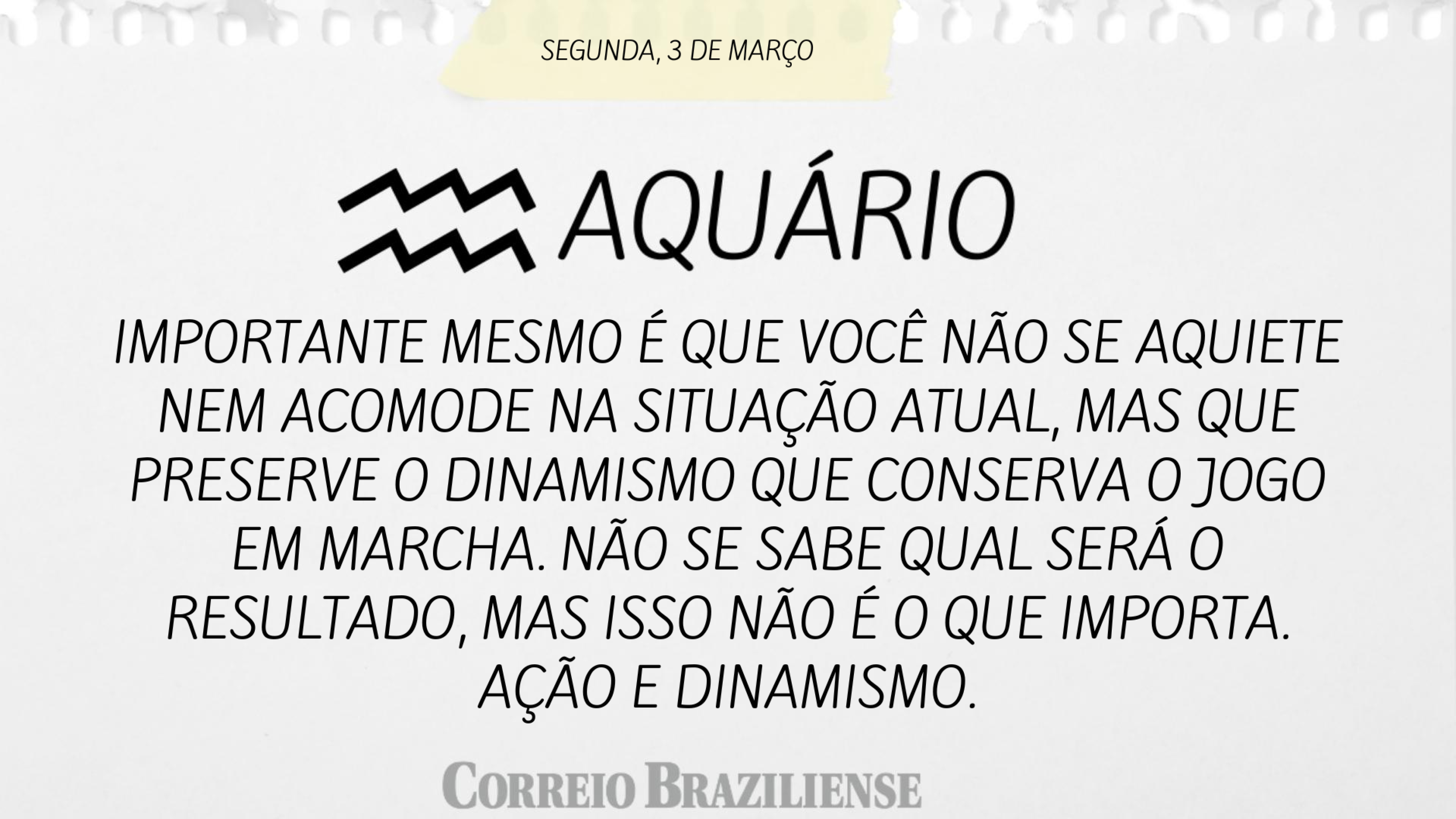 AQU&Aacute;RIO | 3 DE MAR&Ccedil;O