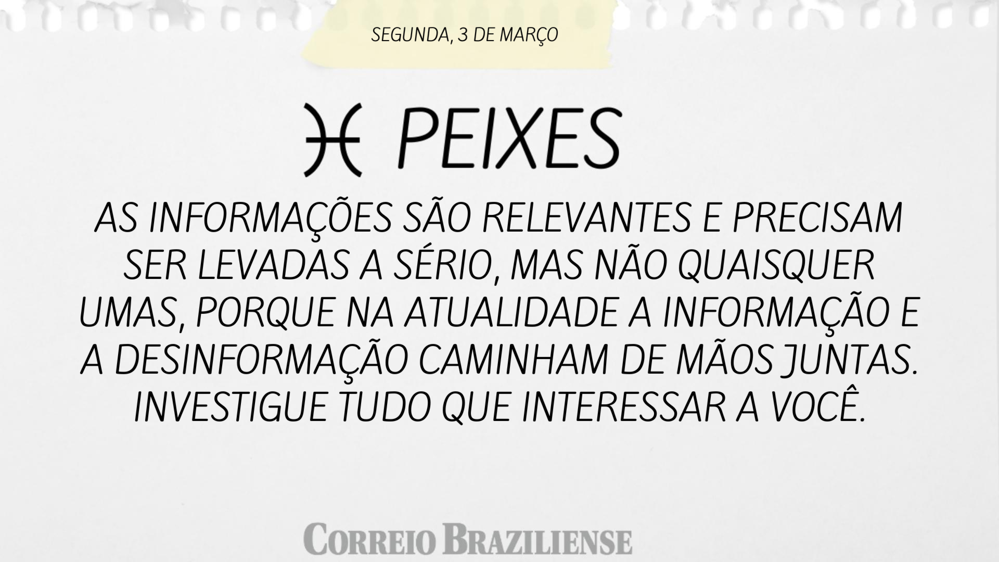 PEIXES | 3 DE MAR&Ccedil;O