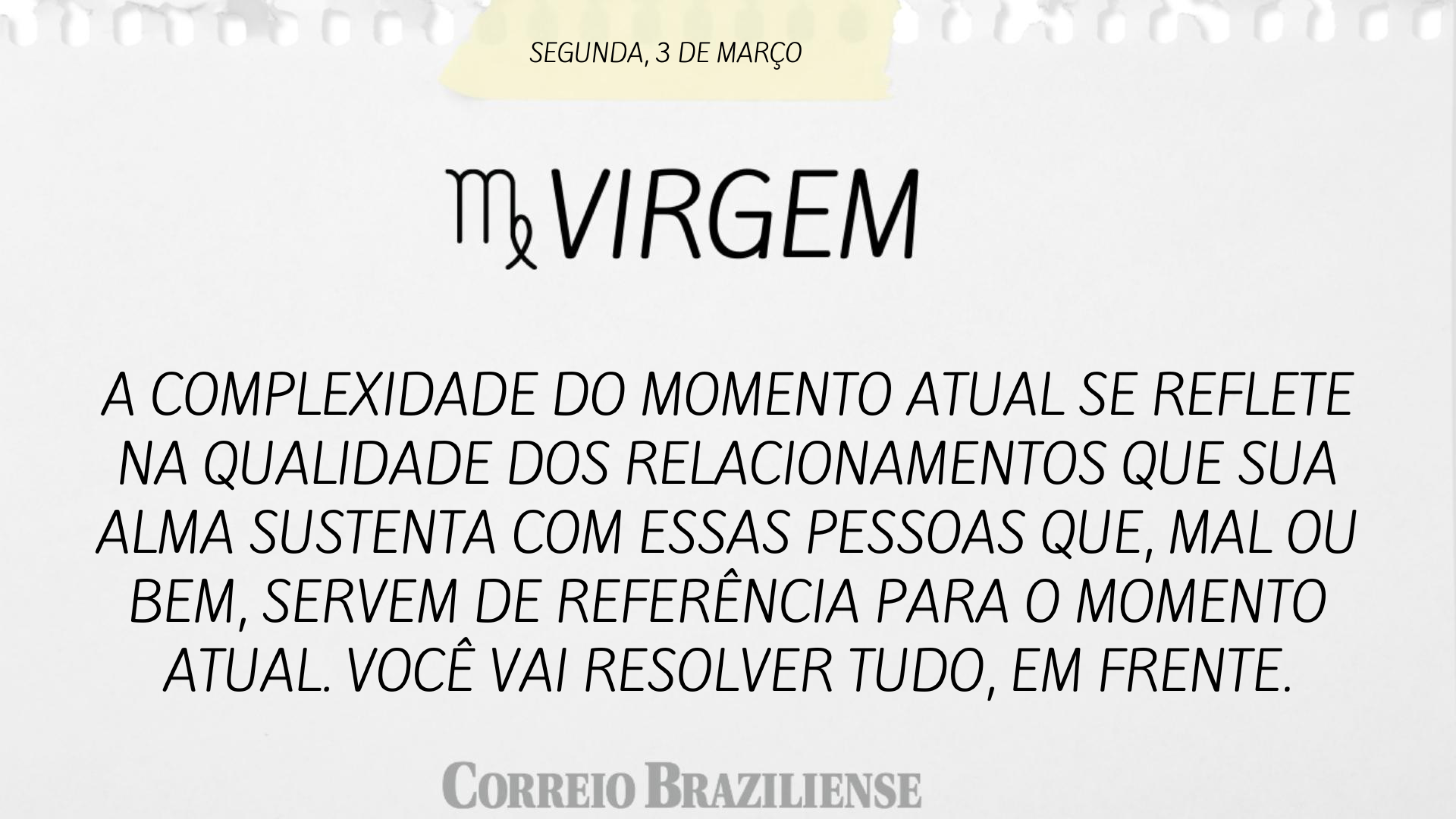 VIRGEM | 3 DE MAR&Atilde;?O