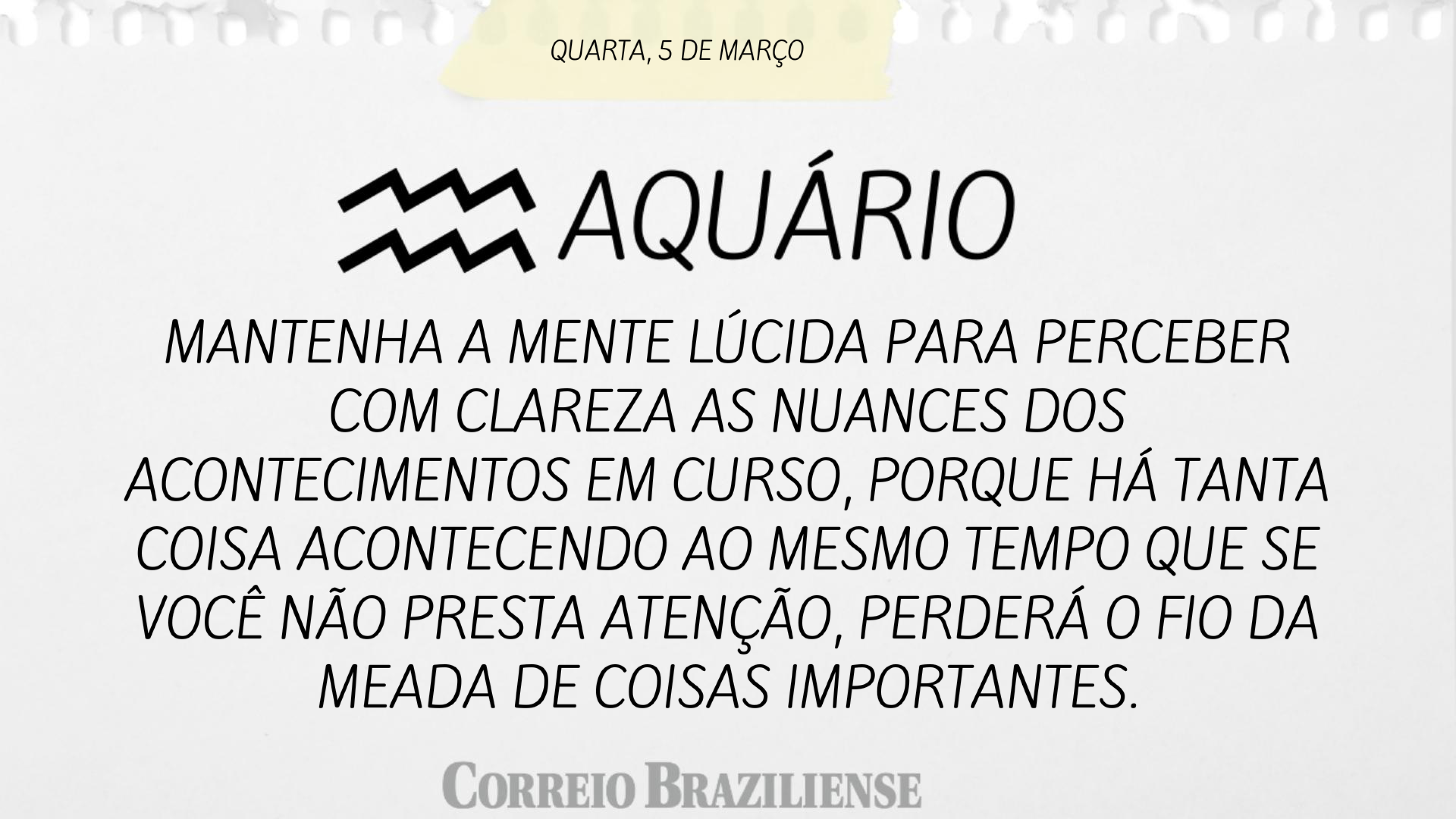 AQU&Aacute;RIO | 5 DE MAR&Ccedil;O