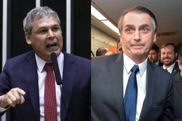 O líder do PT na Casa Baixa, Lindbergh Farias (esq.) assina o pedido contra o ex-presidente Jair Bolsonaro (dir.) -  (crédito: Vinicius Loures/Câmara e Marcos Brandão/Senado)