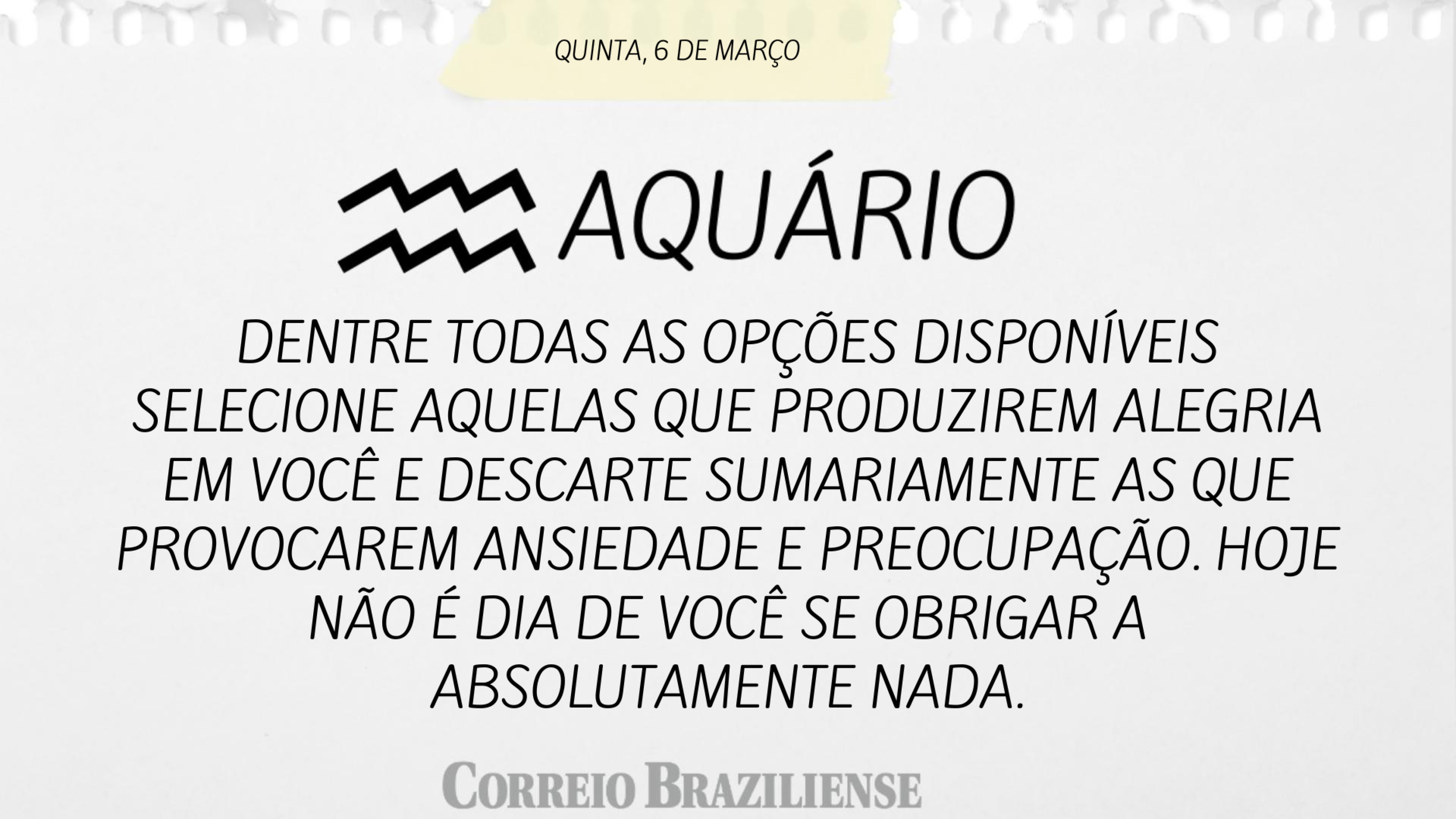 AQUÁRIO | 6 DE MARÇO