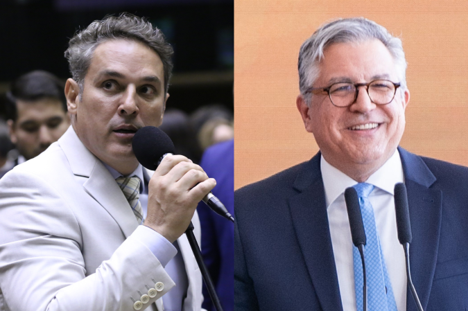 Líder da oposição, deputado Zucco (esq.) questiona proximidade de Padilha (dir.) com representantes da associação; o ministro nega ter aceito o cargo -  (crédito: Kayo Magalhães/Câmara e Rodrigo Cabral/MCTI)