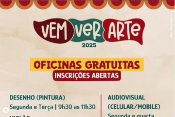 As inscrições gratuitas para as oficinas do Projeto Vem Ver Arte 2025, ficarão abertas até segunda-feira (31/3). -  (crédito: Divulgação)